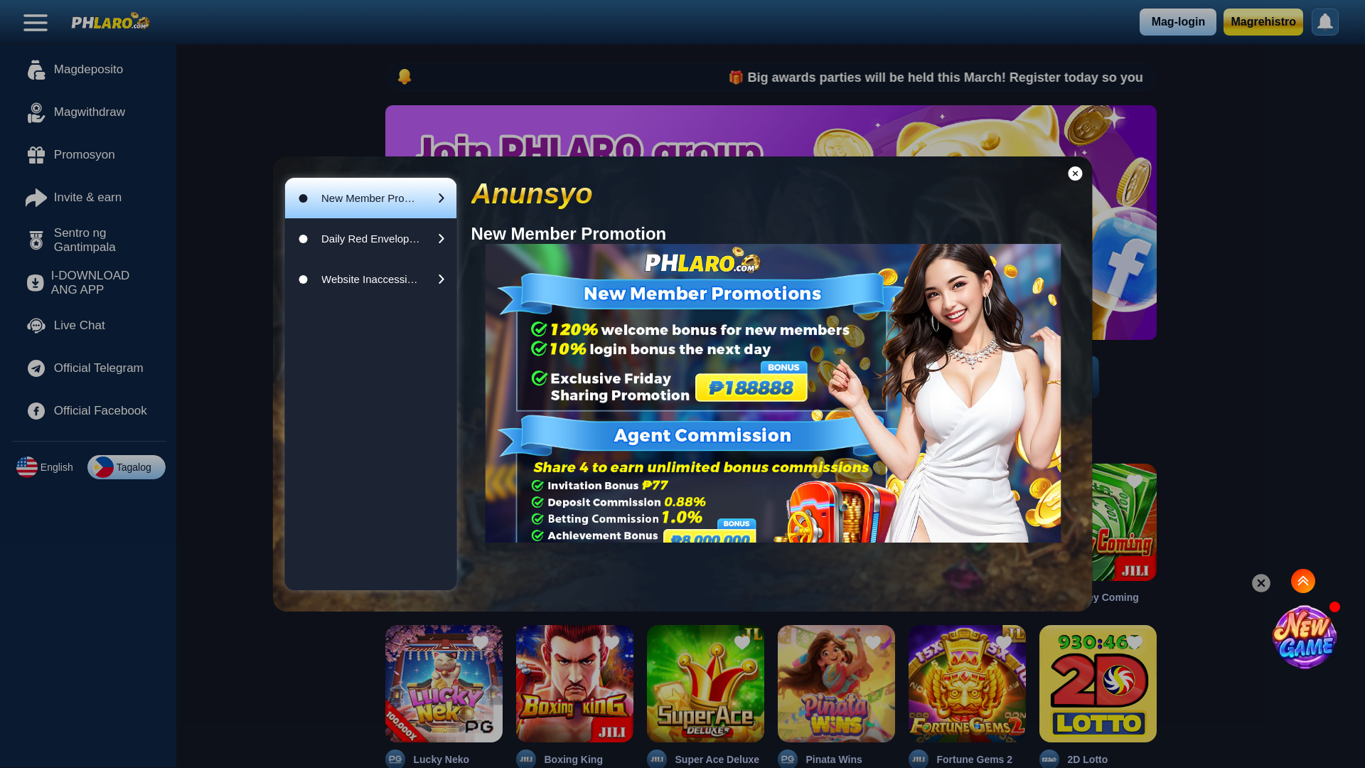 website screenshot of https://phlaro16.com/