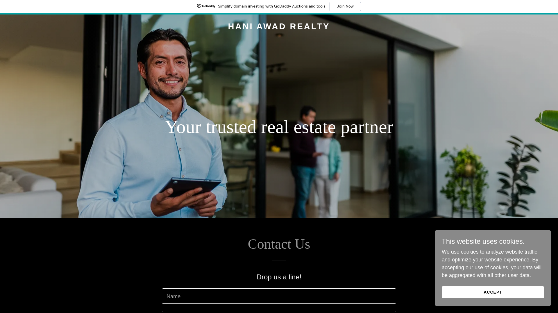 website screenshot of https://haniawadrealty.com/