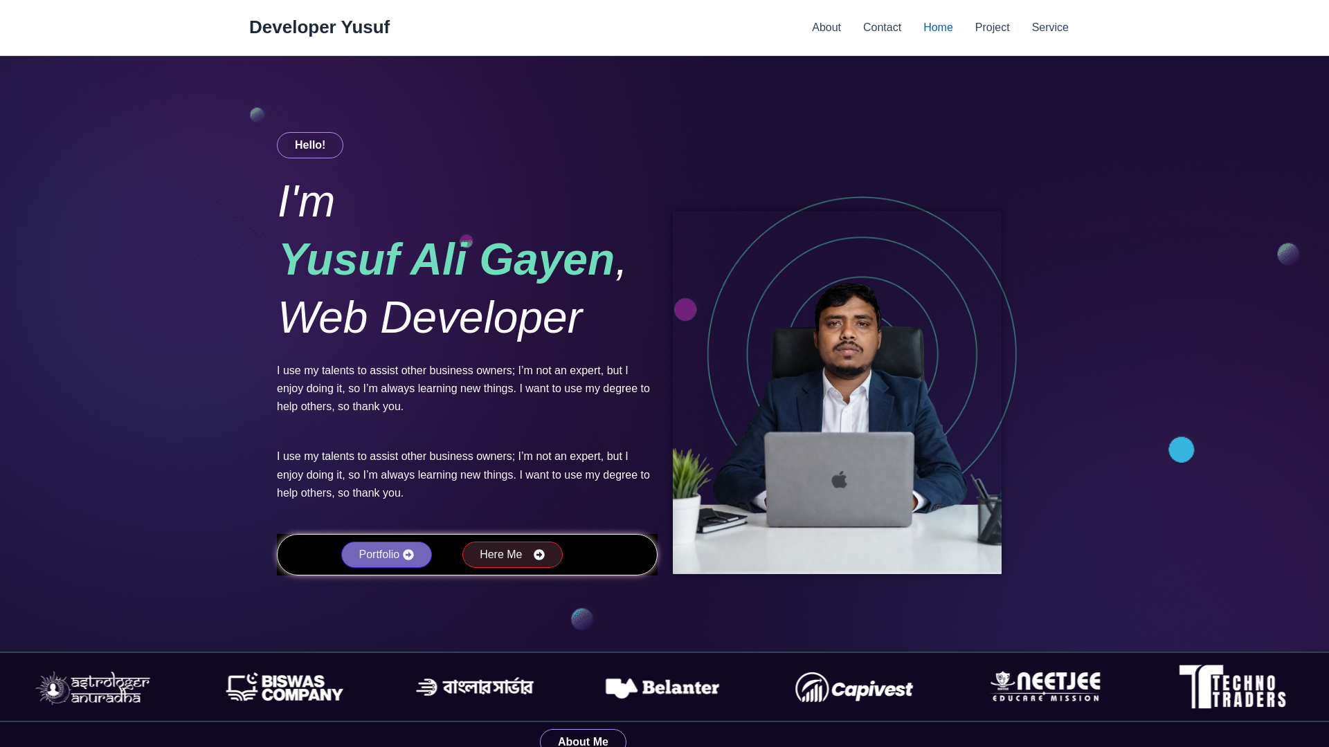 website screenshot of https://yusufaligayen.site/