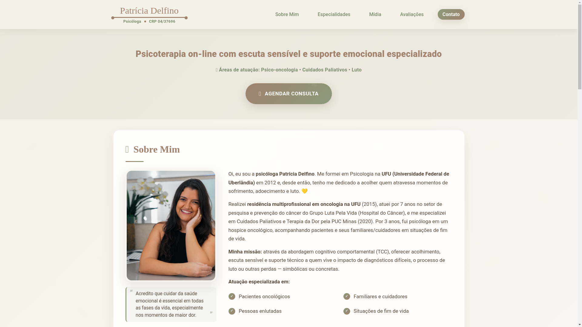 website screenshot of https://psicologapatriciadelfino.com.br/