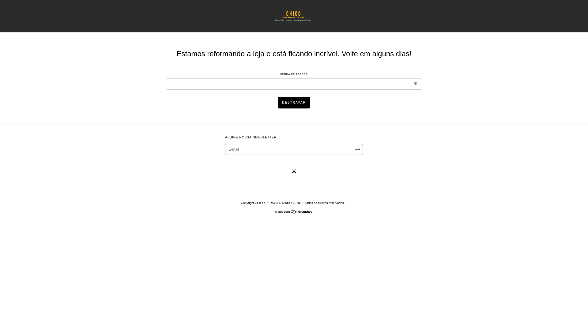 website screenshot of https://chicopersonalizados.com.br/