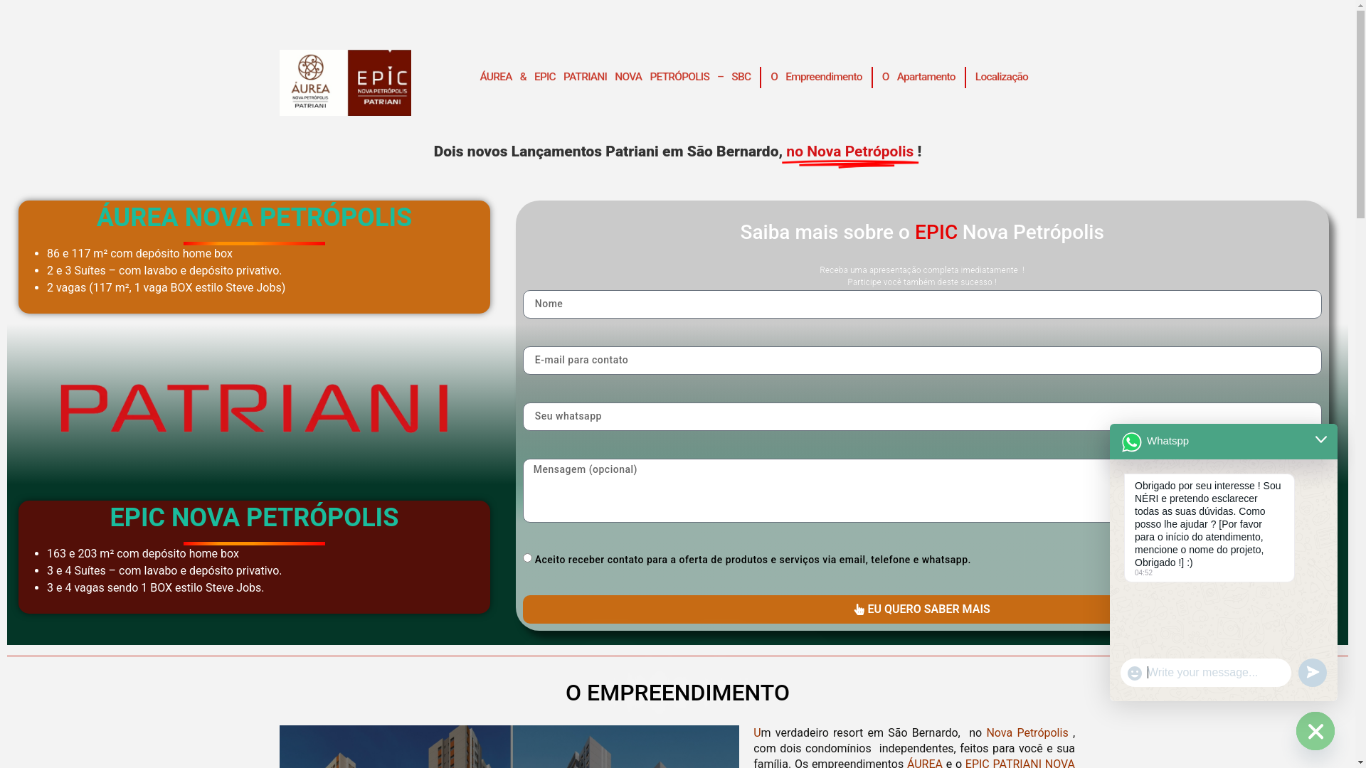website screenshot of https://aureaepicnovapetropolis.com.br/