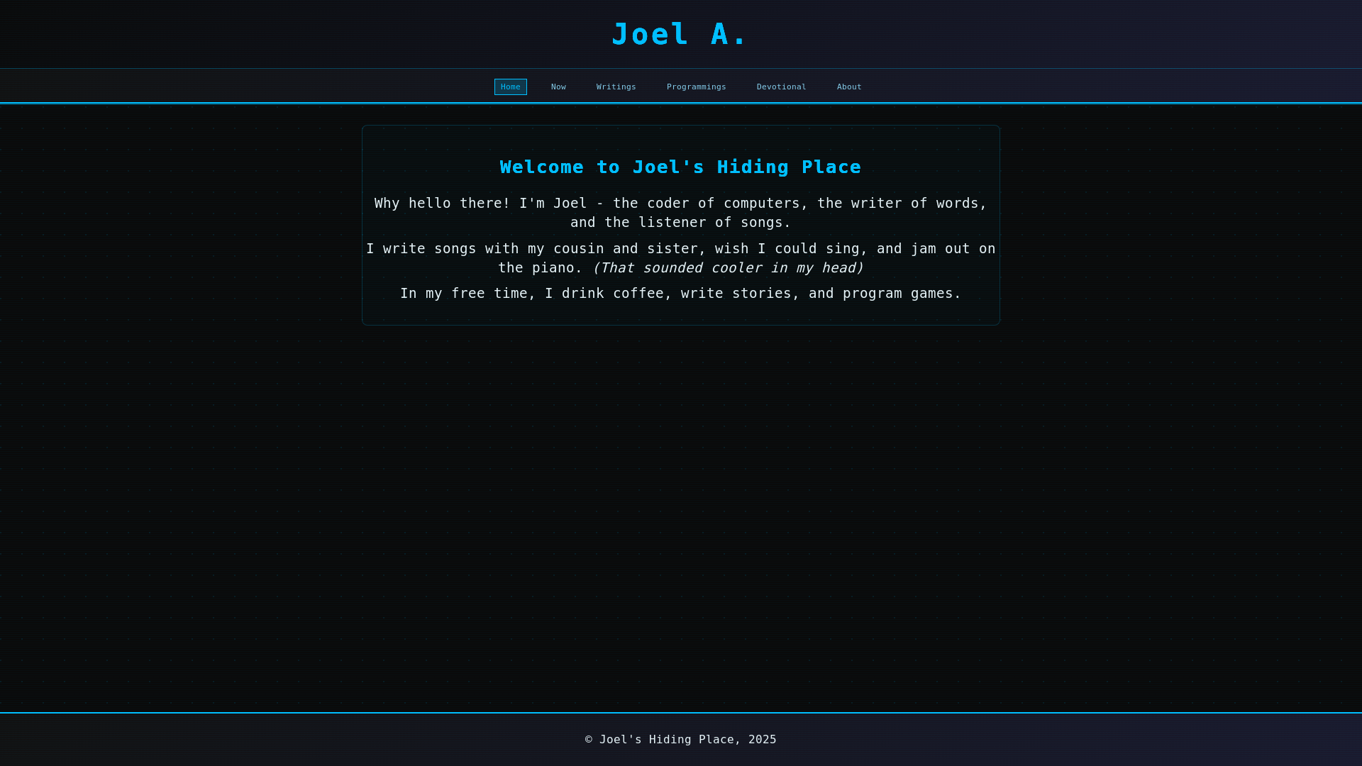 website screenshot of https://joelalexander.dev/