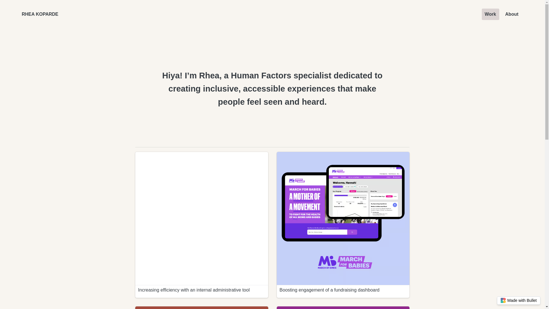 website screenshot of https://rheakoparde-bullet.pages.dev/
