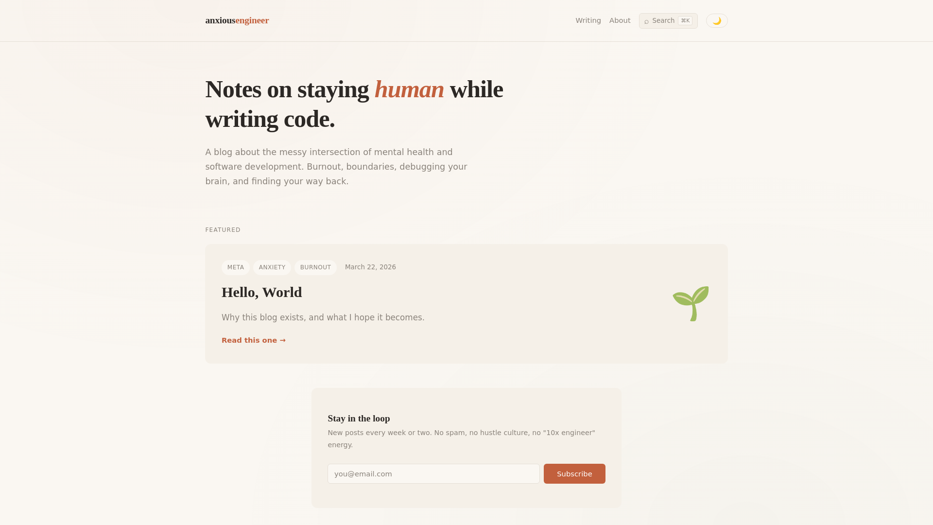 website screenshot of https://anxiousengineer.pages.dev/