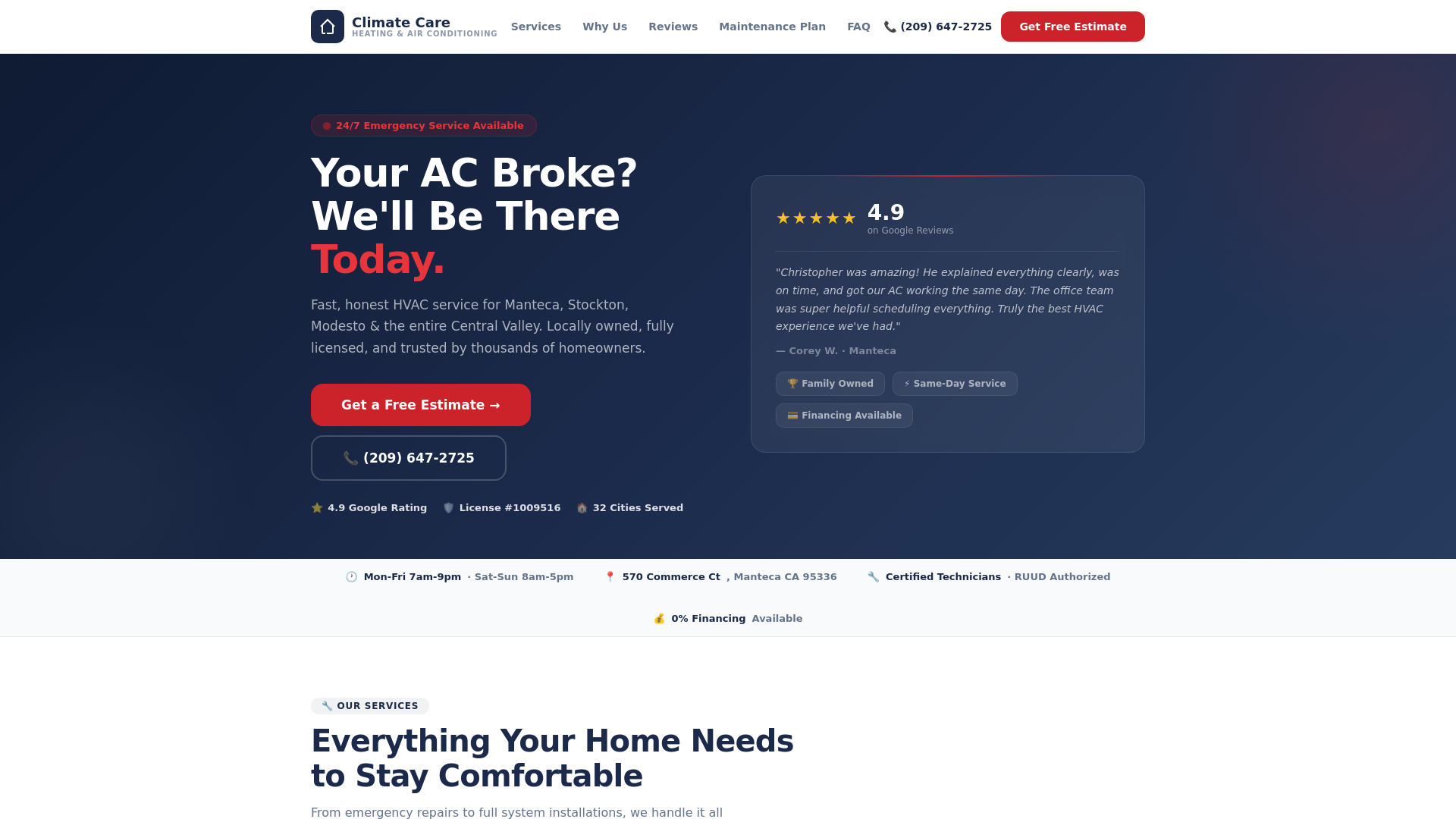 website screenshot of https://climatecare-mockup.pages.dev/