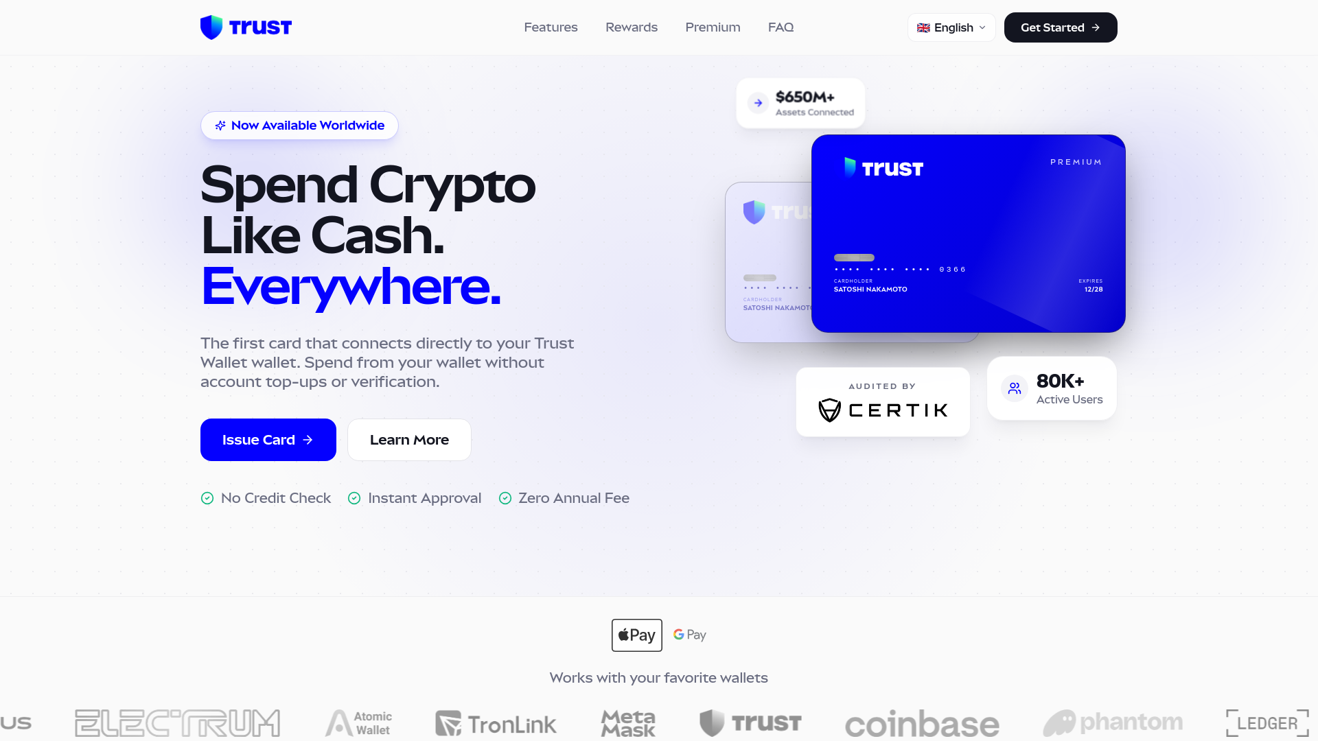 website screenshot of https://trustcard.fi