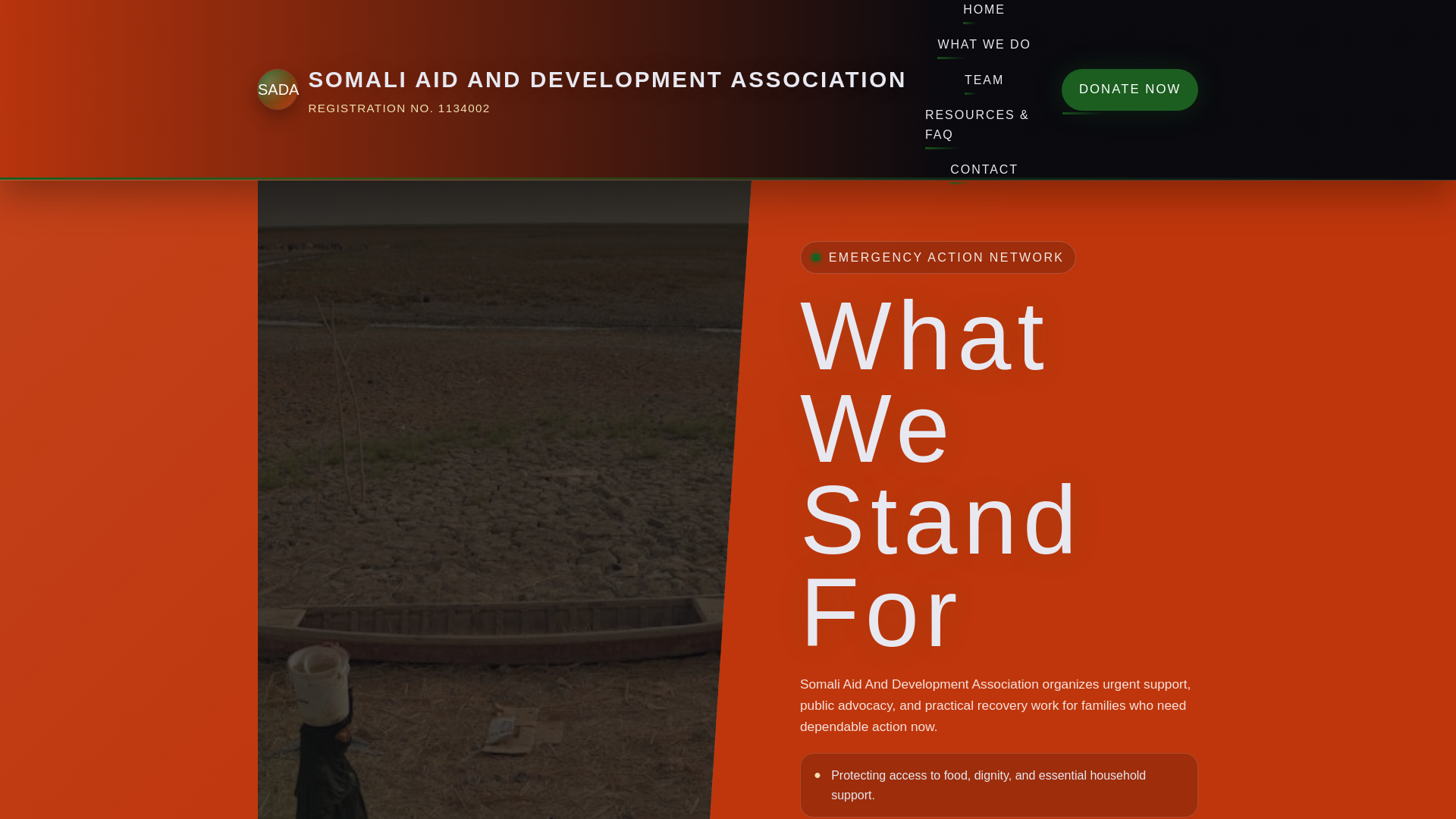 website screenshot of https://somaliaidanddevelopmentassociation.site/