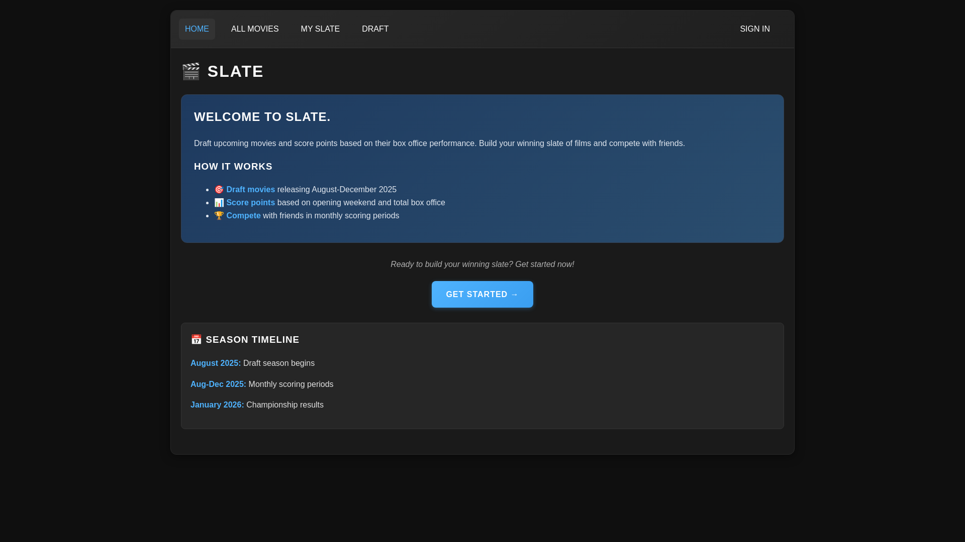 website screenshot of https://slate.film/