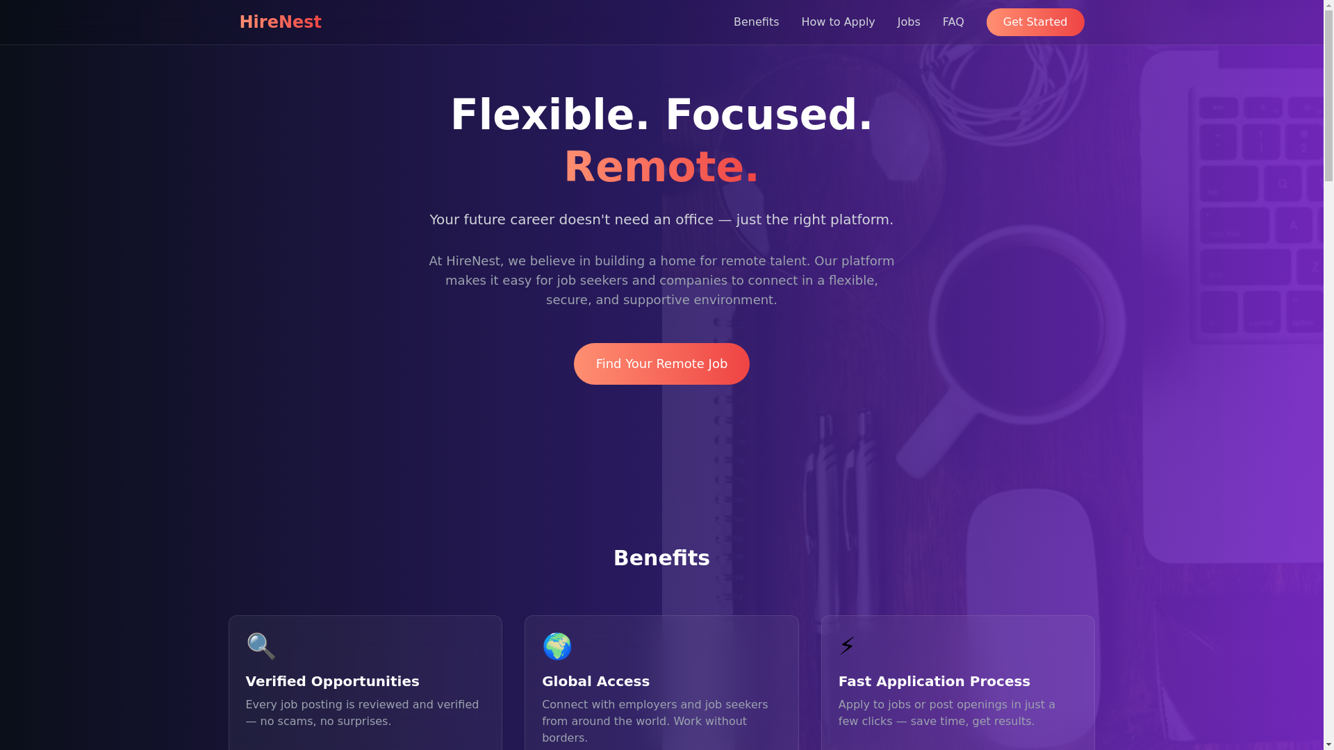 website screenshot of https://hirenestglobal.website/