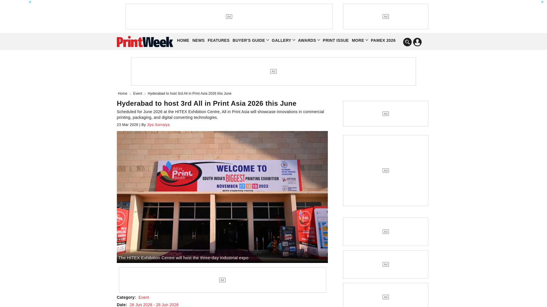 website screenshot of https://www.printweek.in/event/hyderabad-to-host-3rd-all-in-print-asia-2026-this-june-61878