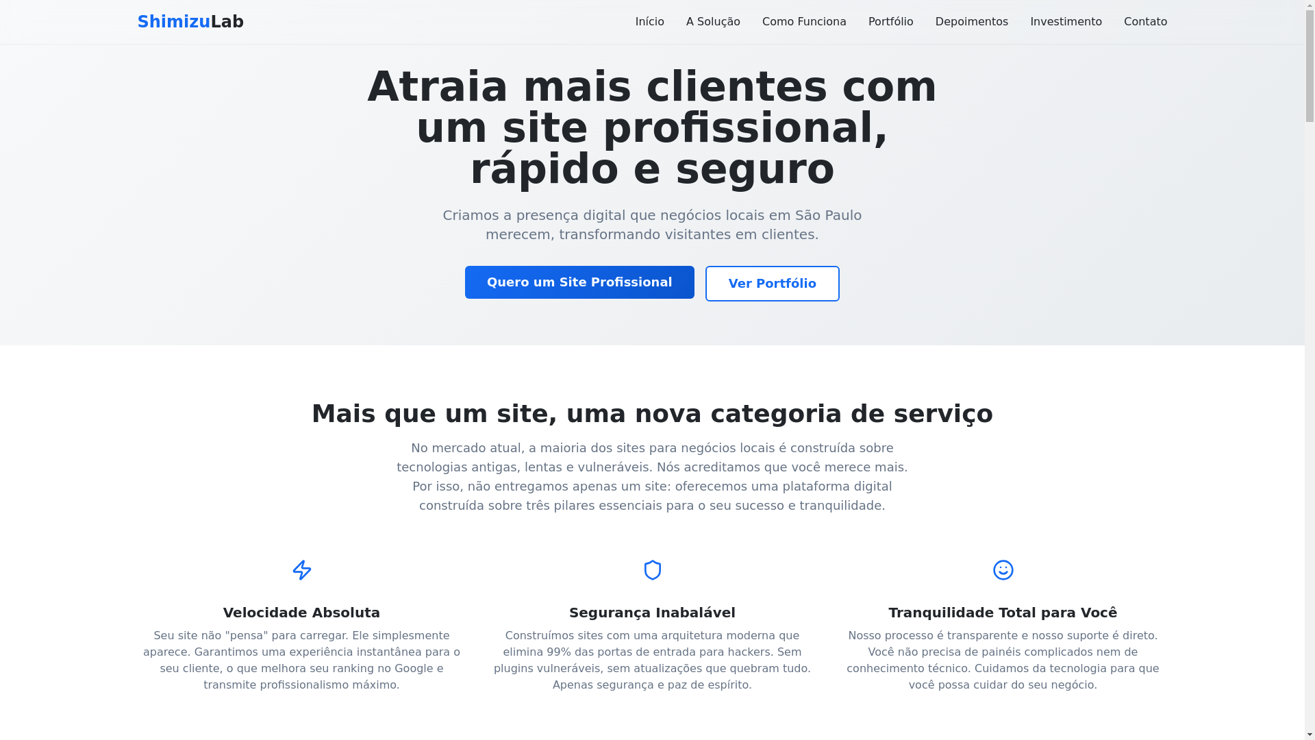 website screenshot of https://shimizulab.com.br/