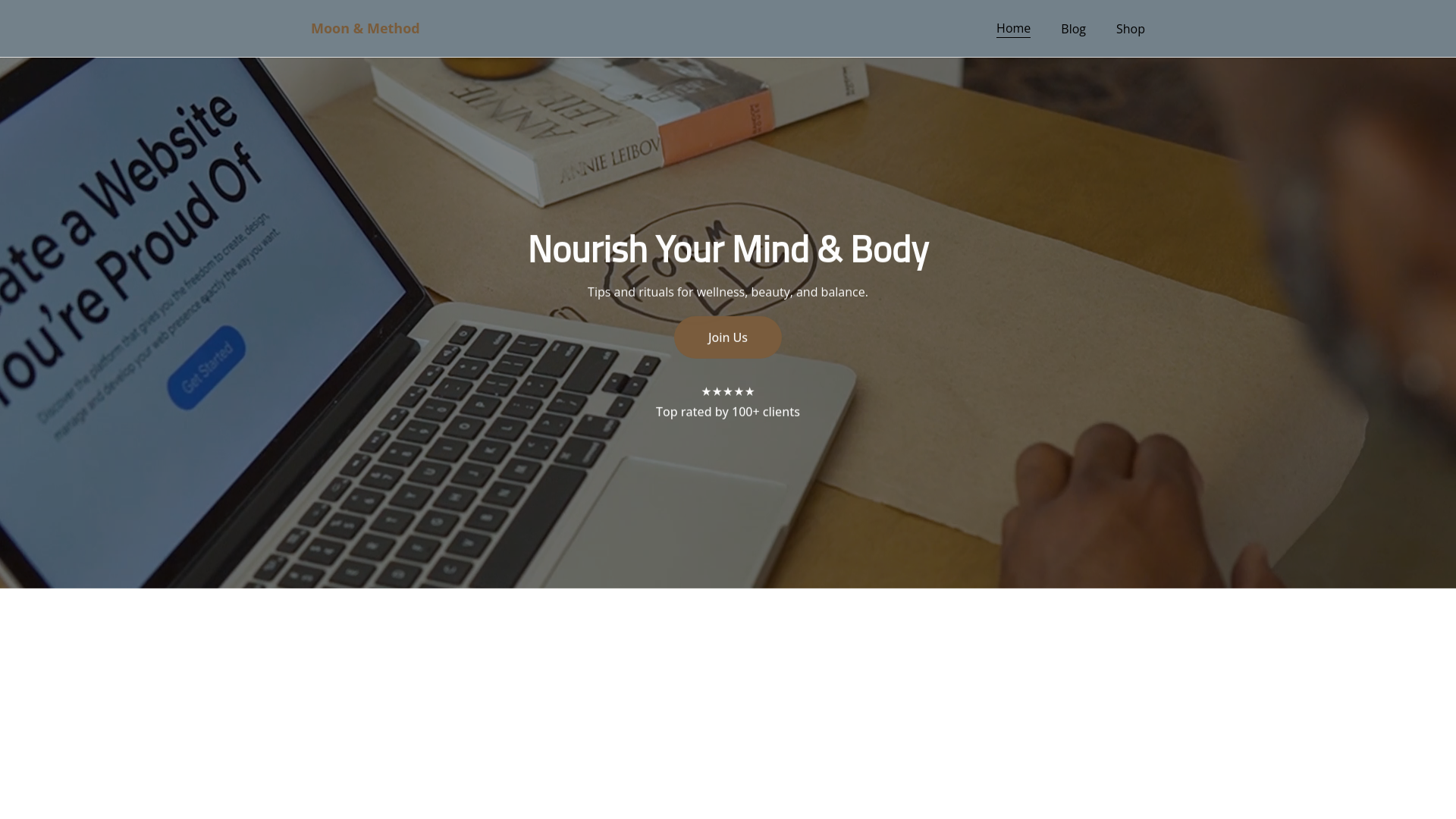 website screenshot of https://moonandmethodwellness.com/