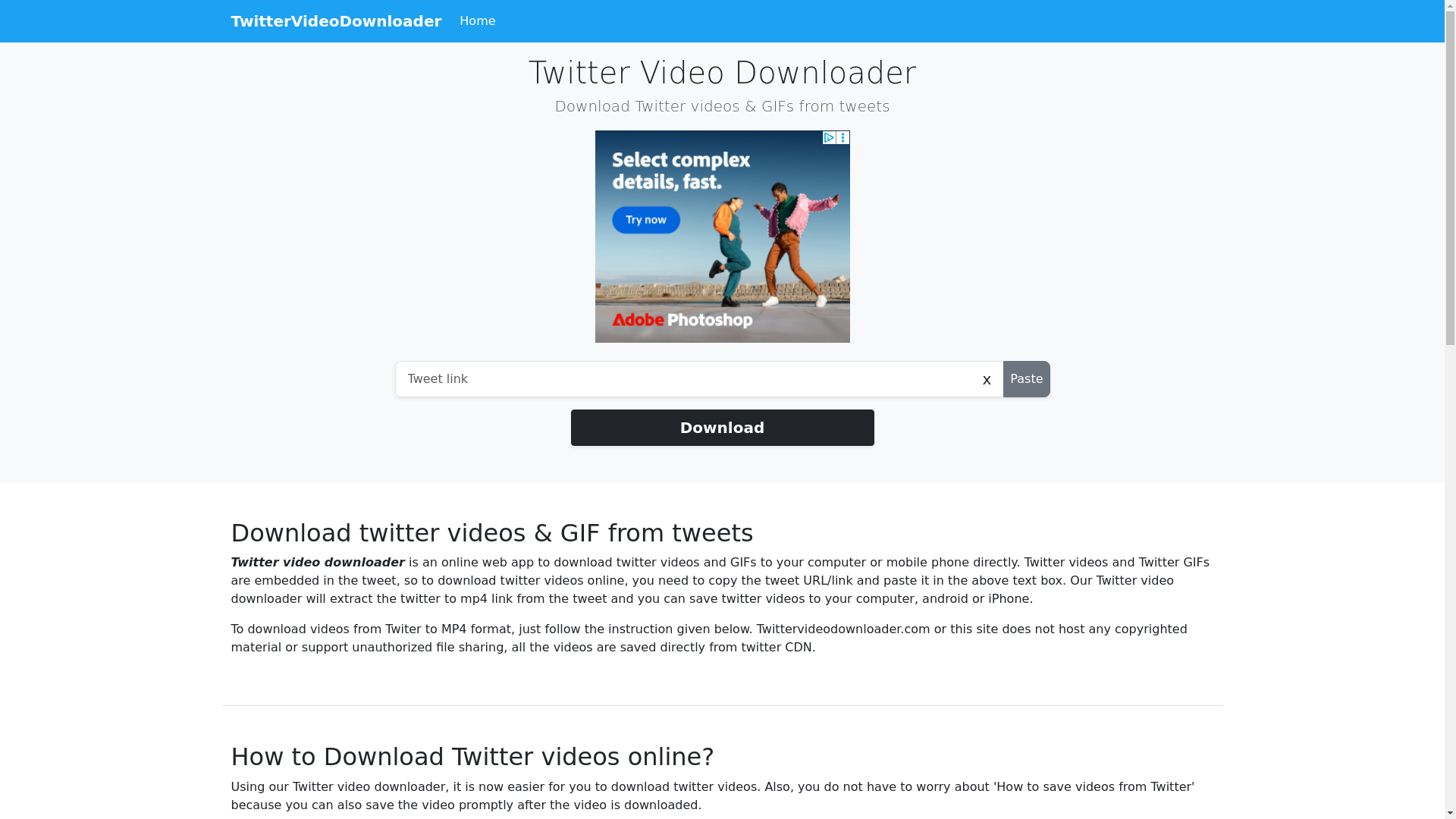 website screenshot of https://twittervideodownloader.com/