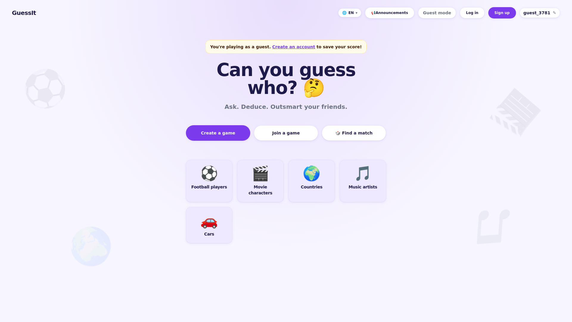 website screenshot of https://guessduel.fun/