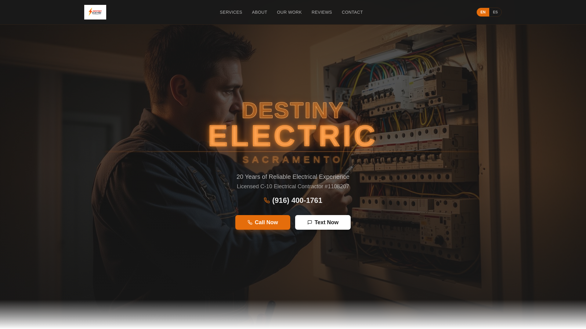 website screenshot of https://destinyelectricsac.com/