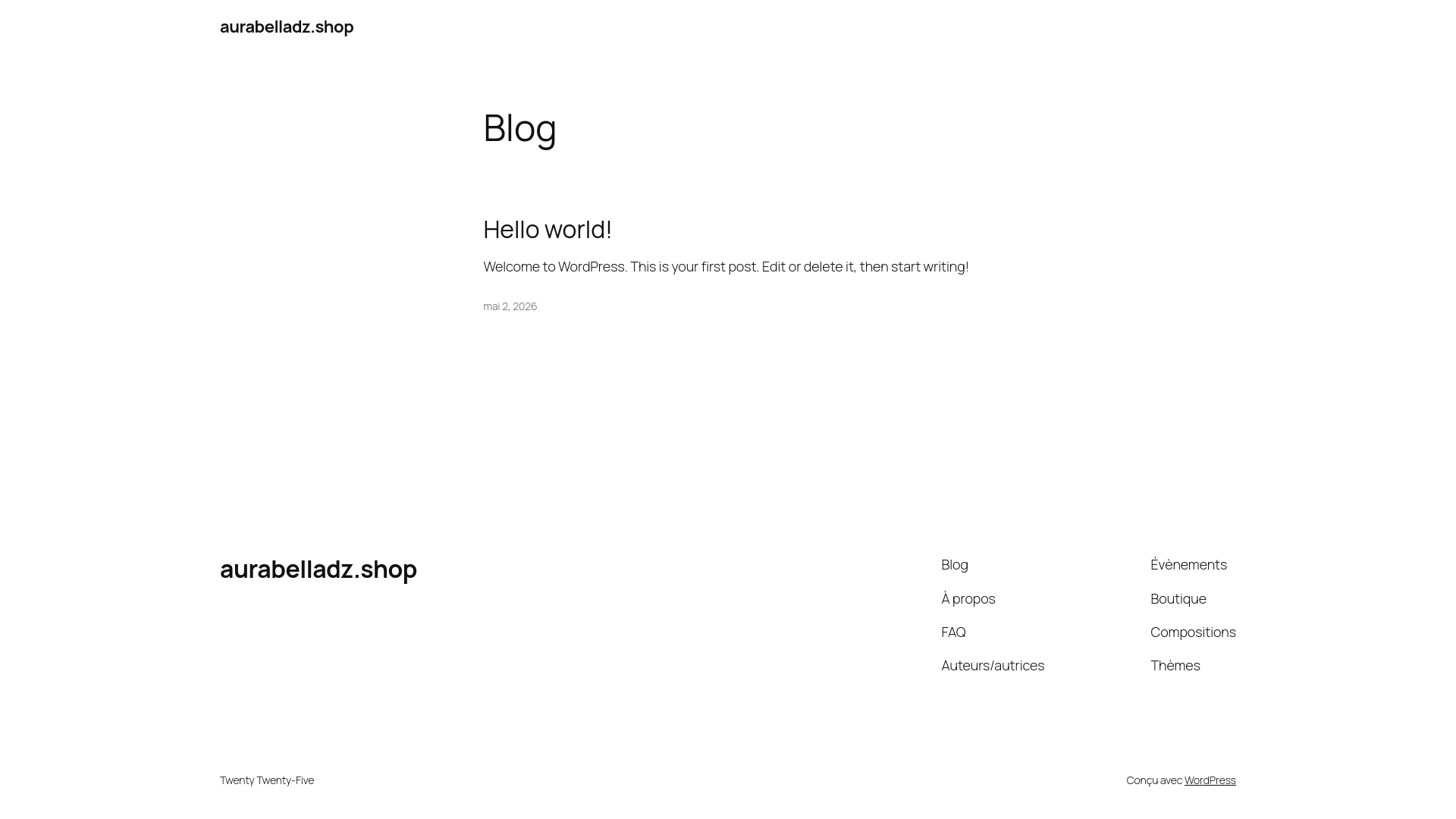 website screenshot of https://aurabelladz.shop/