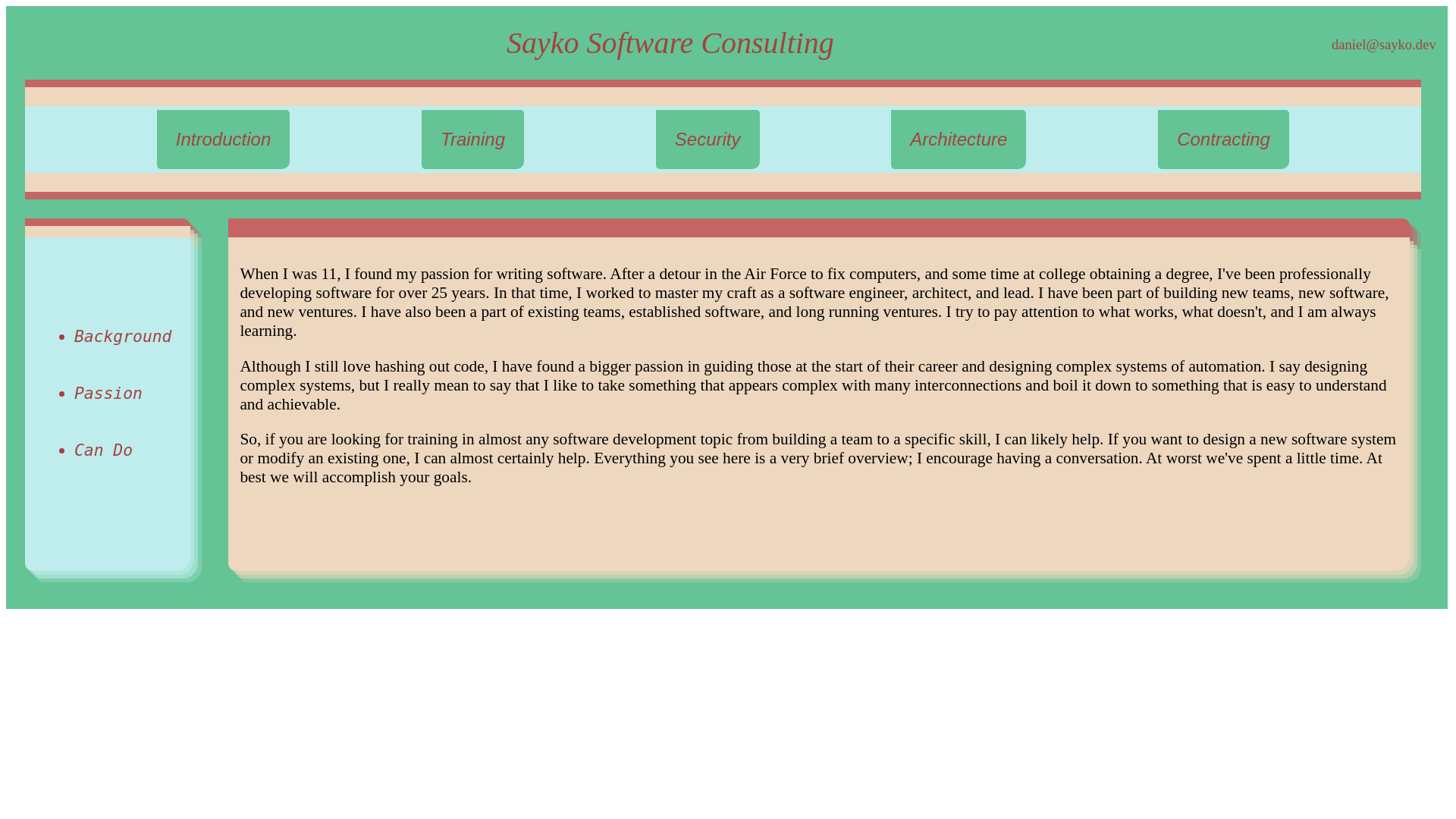 website screenshot of https://sayko.dev