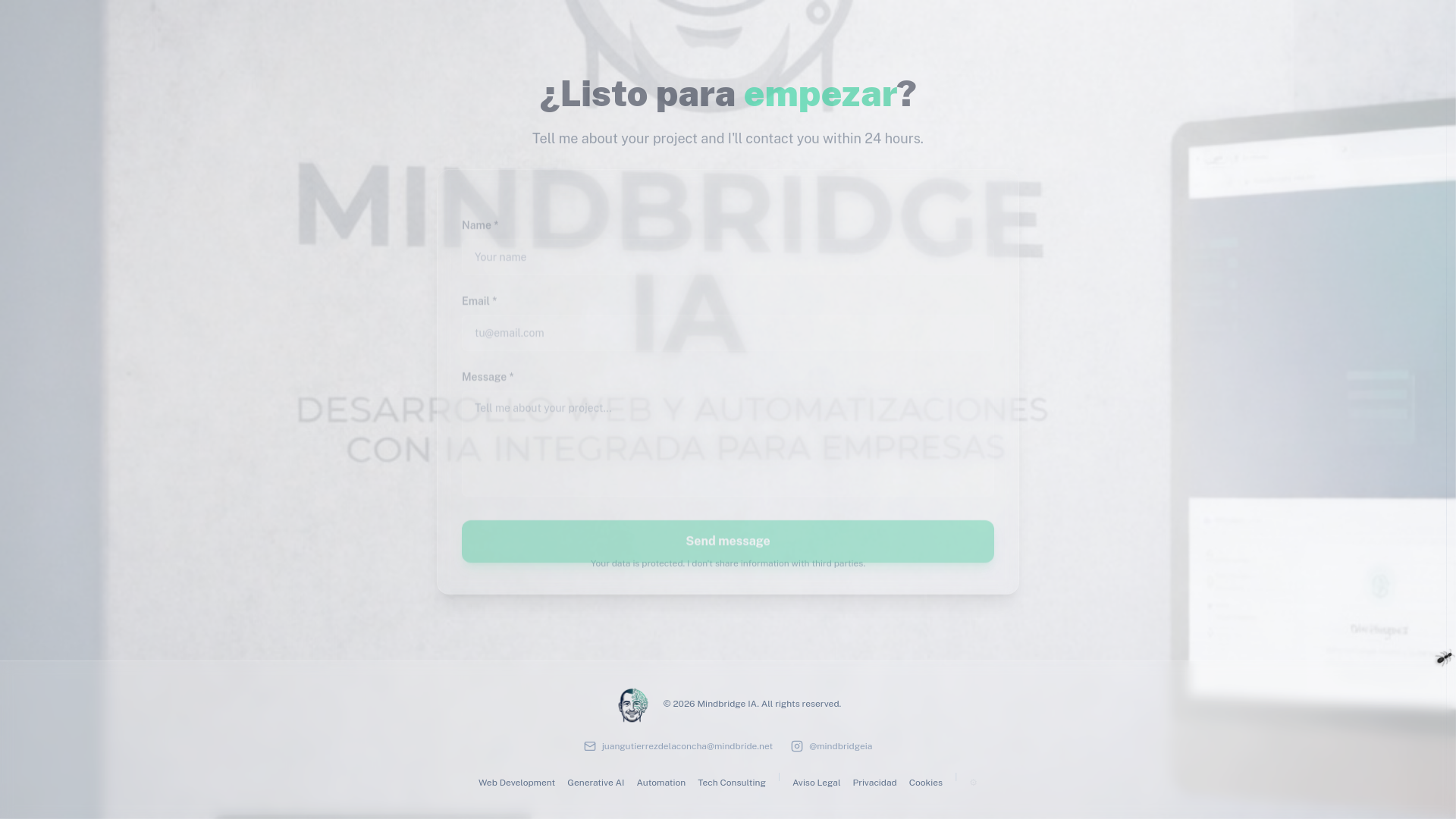 website screenshot of https://mindbride.net/
