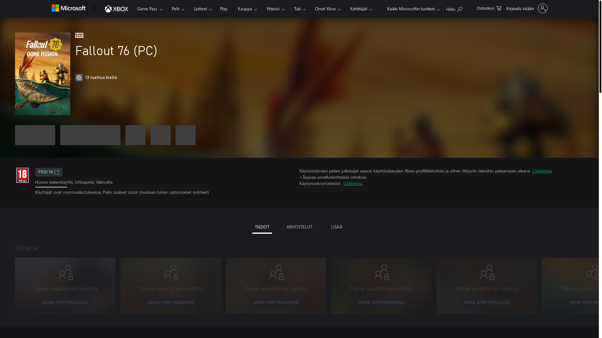 website screenshot of https://fallout76.store/
