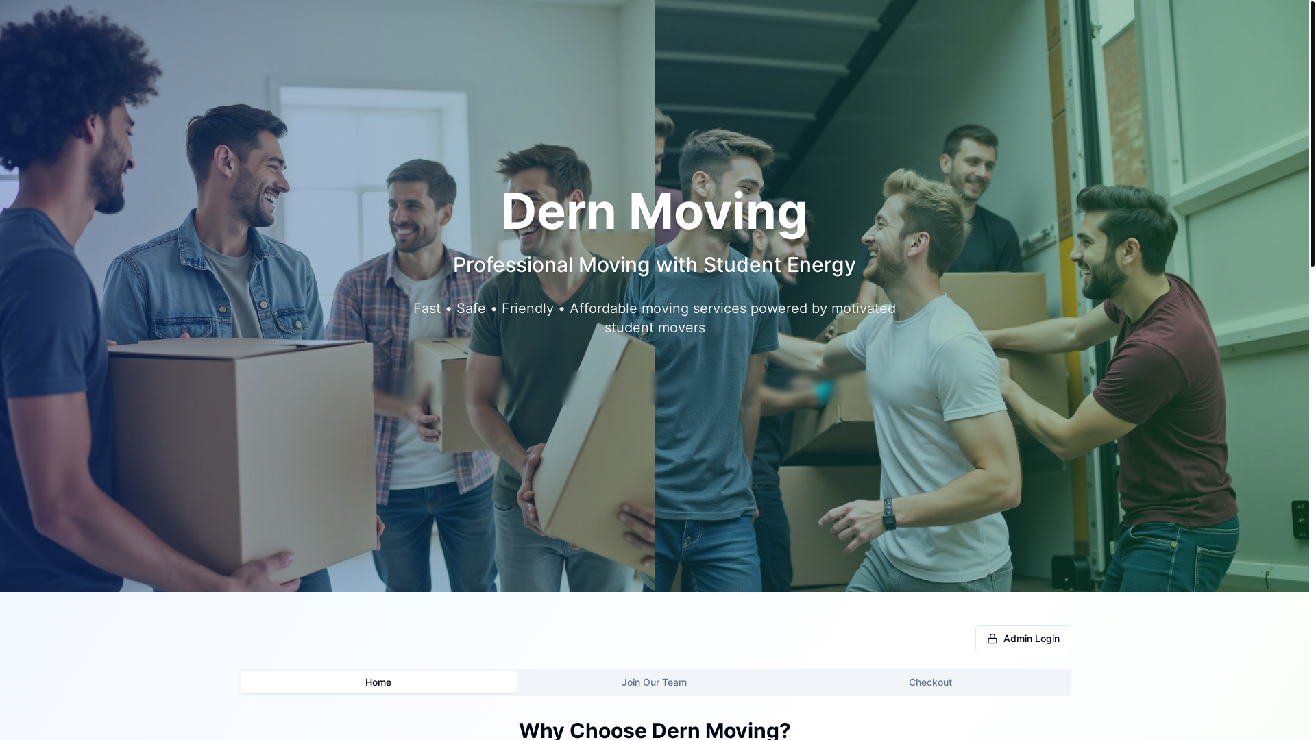 website screenshot of https://dernmoving.com/