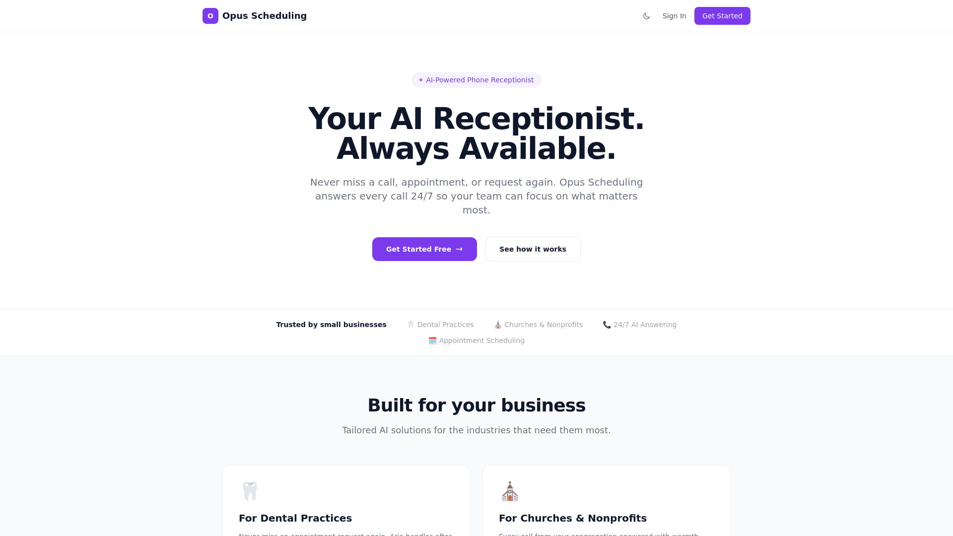 website screenshot of https://opusscheduling.com/