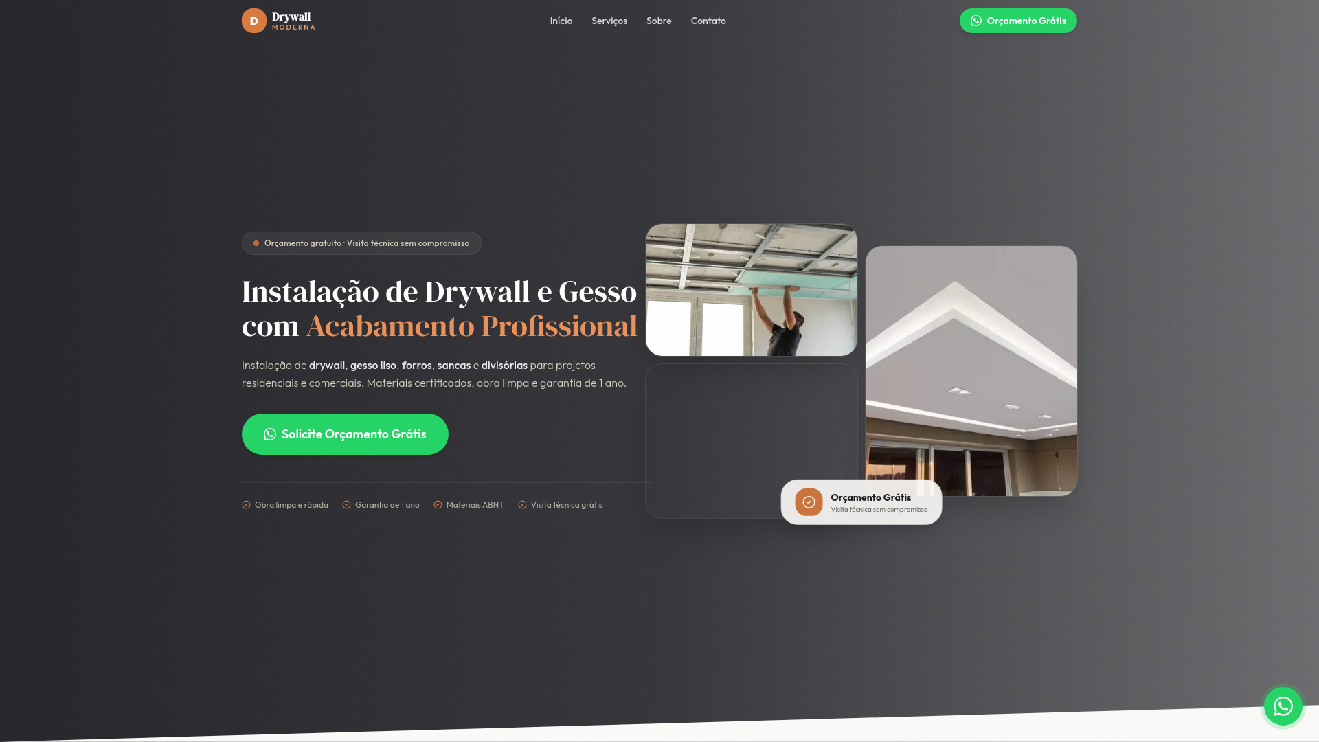 website screenshot of https://drywallmoderna.com.br/