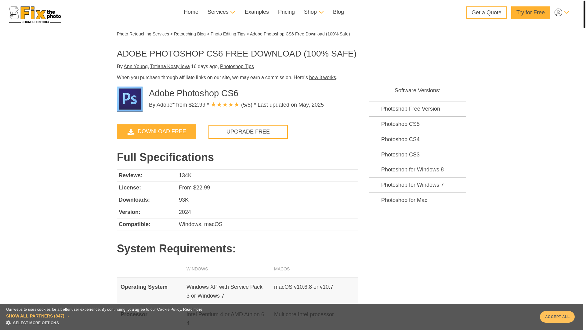 website screenshot of https://fixthephoto.com/how-to-get-photoshop-cs6-for-free.html