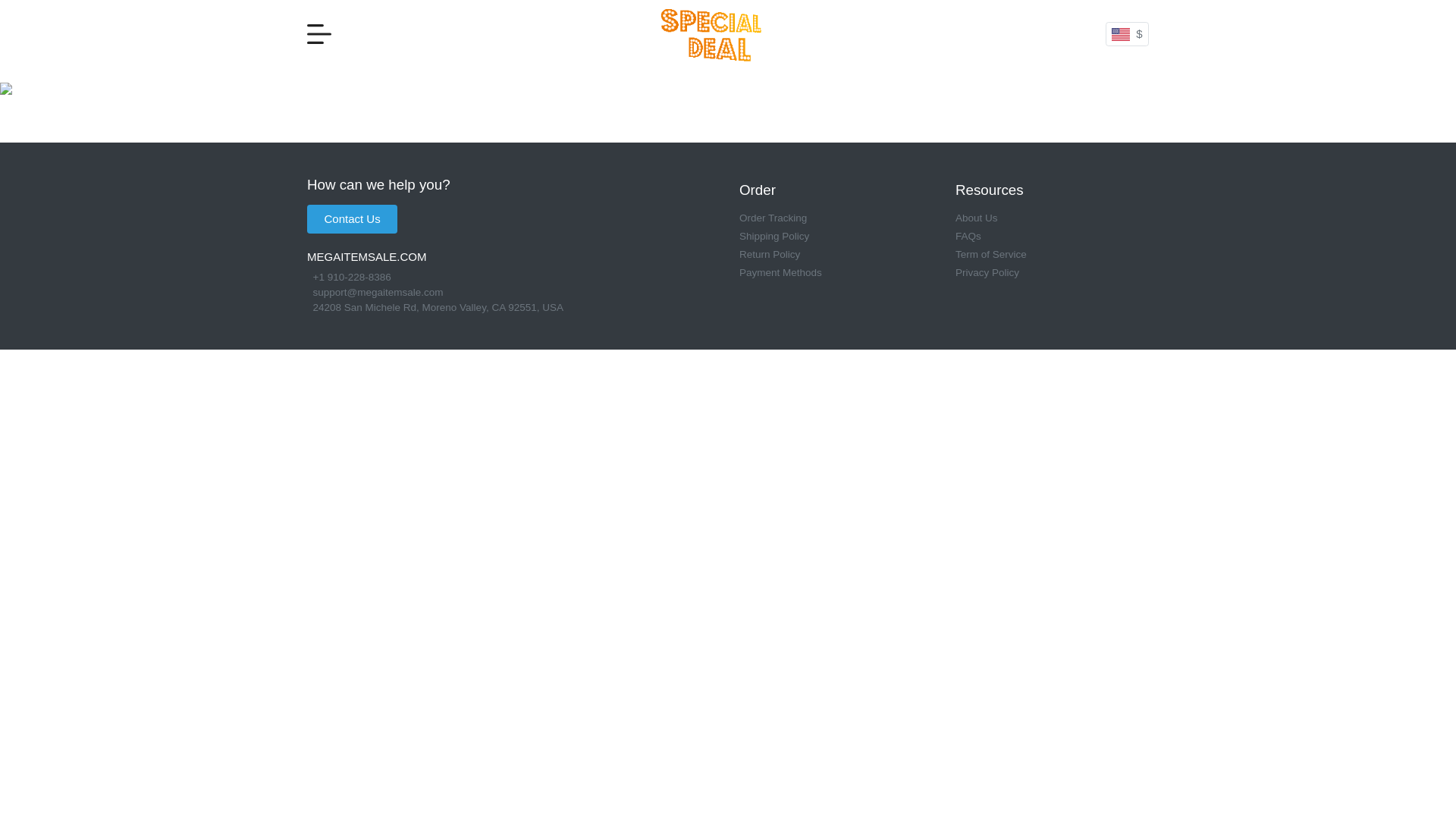 website screenshot of https://megaitemsale.com/