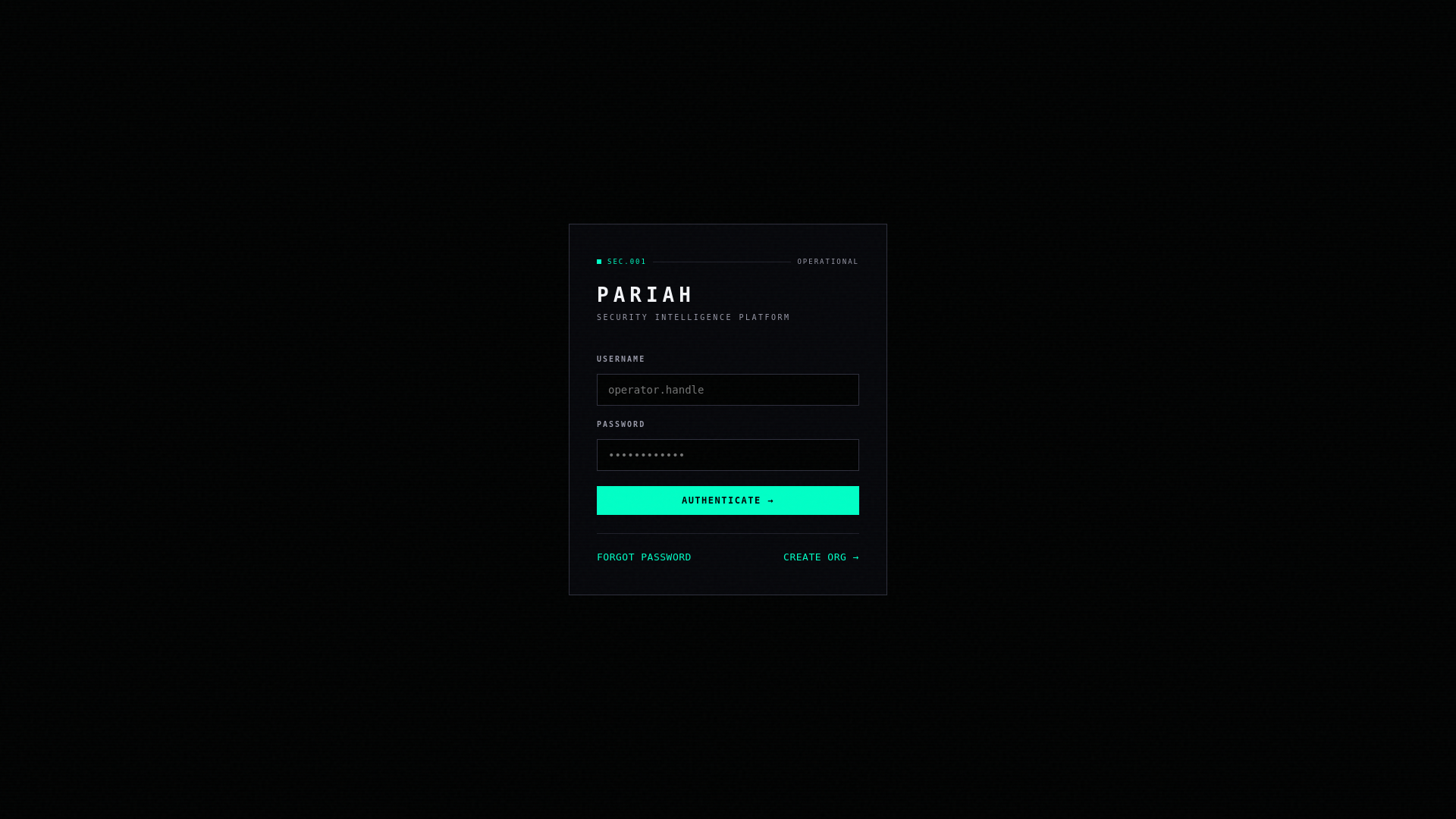 website screenshot of https://pariah-app.pages.dev/
