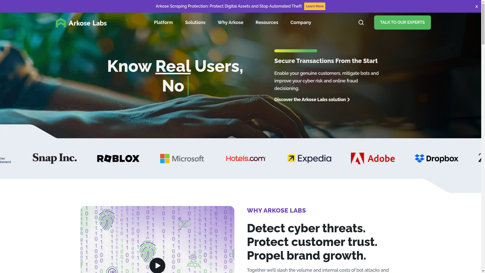 website screenshot of https://arkoselabs.com