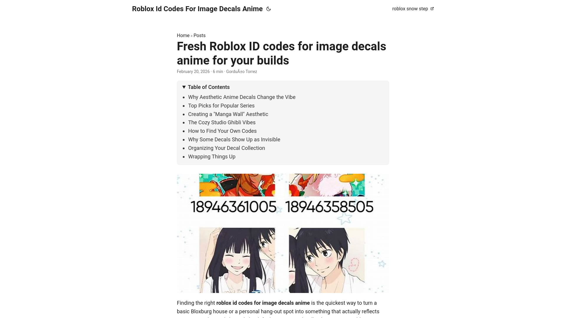 website screenshot of https://roblox-id-codes-for-image-decals-anime.pages.dev