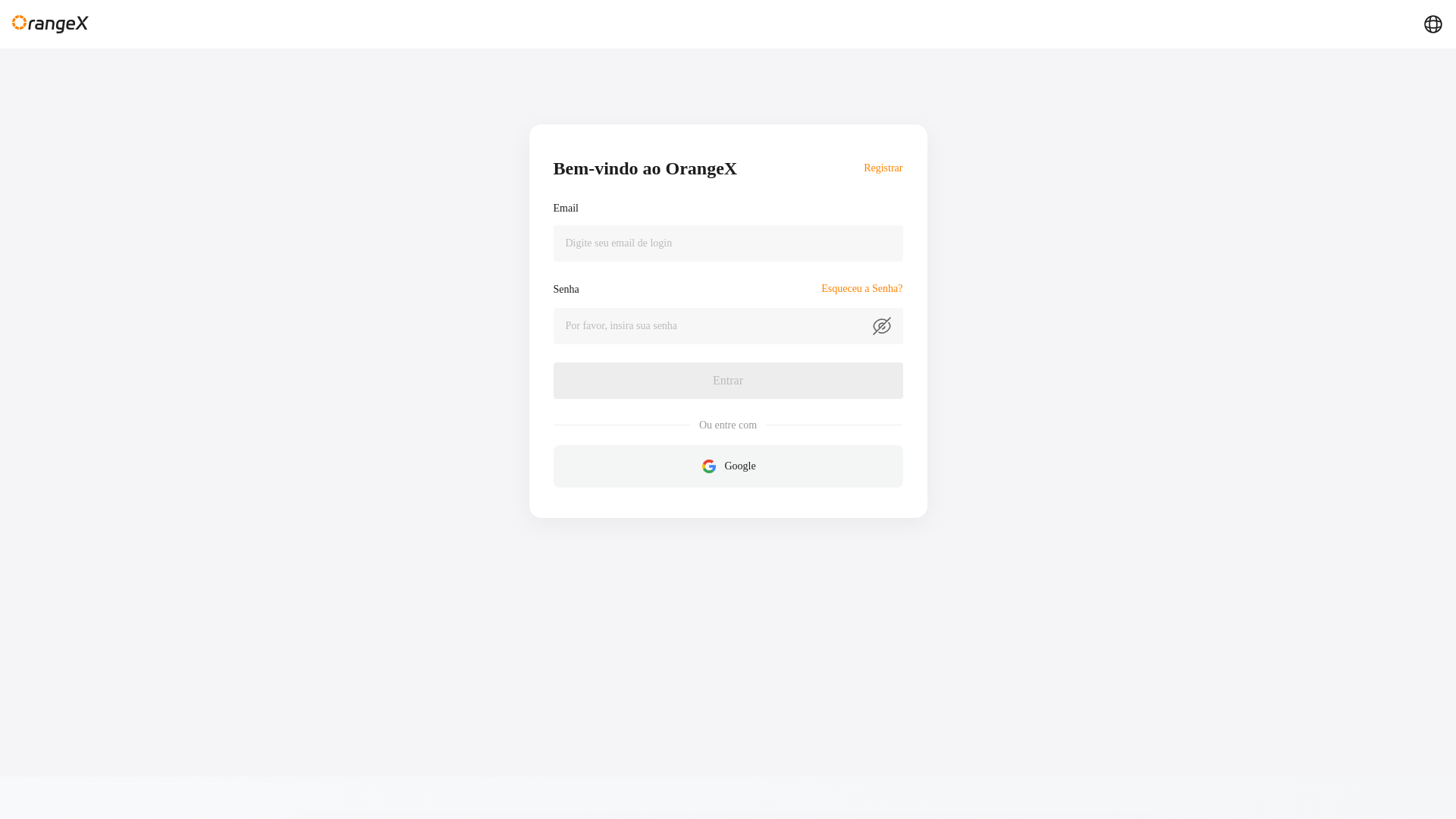 website screenshot of https://www.orangex-entrar.com/