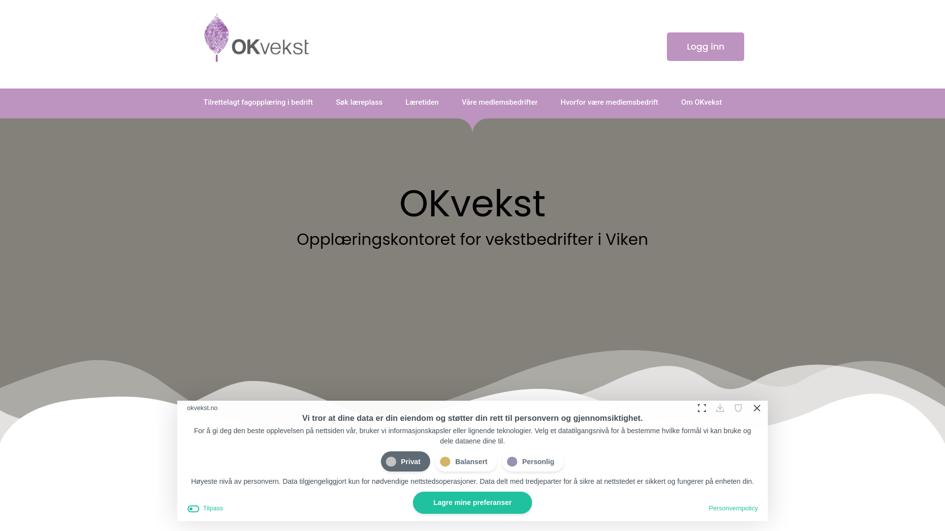 website screenshot of https://okvekst.org/