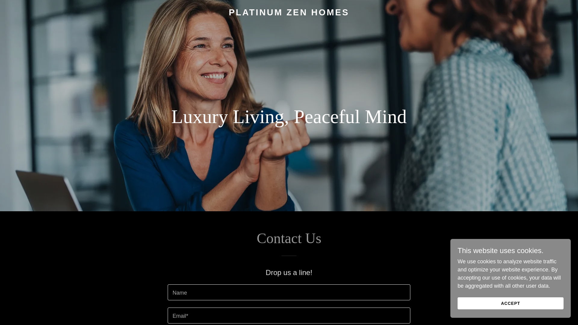 website screenshot of https://platinumzenhomes.com