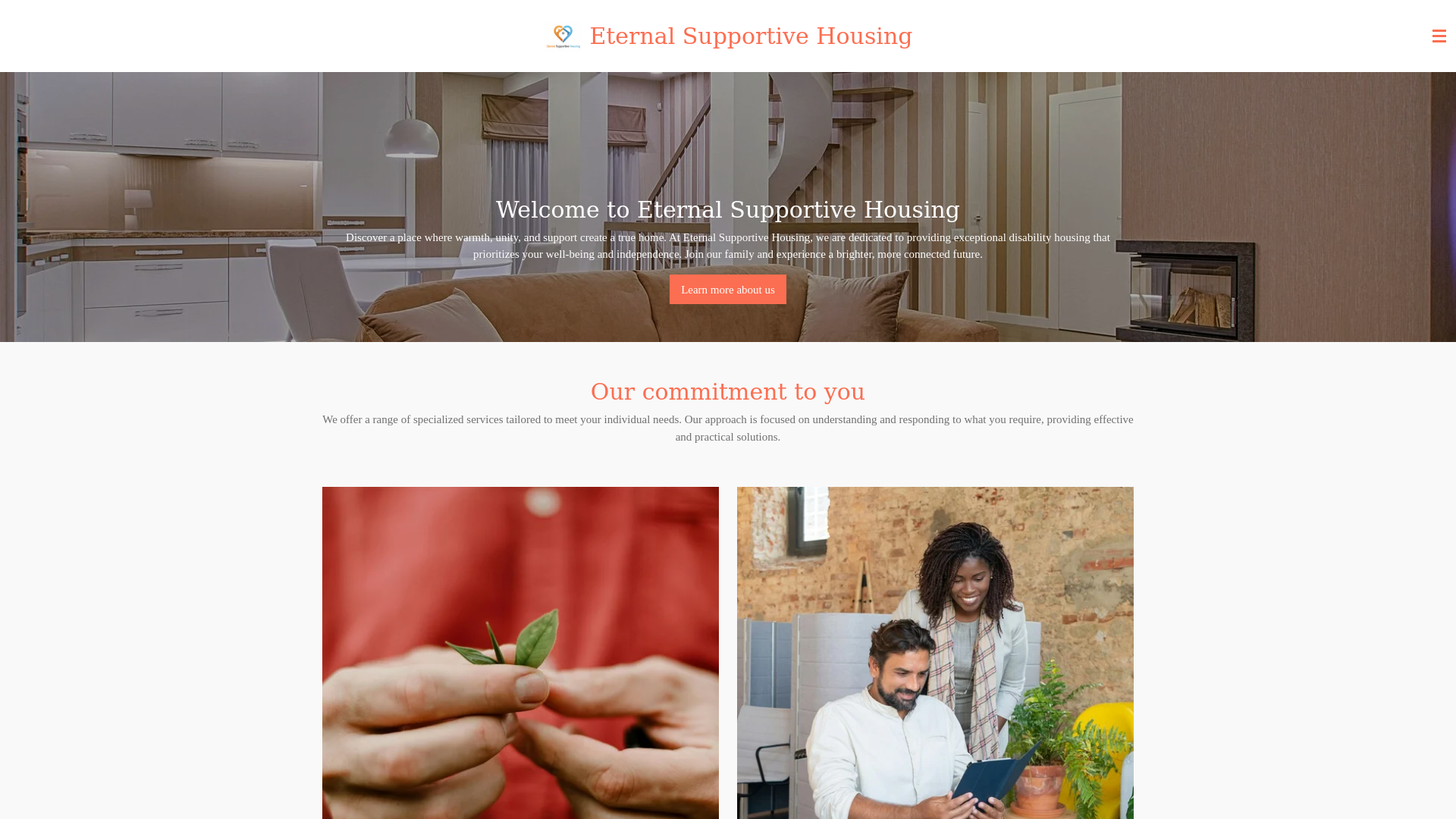 website screenshot of https://eternalsupportivehousing.com