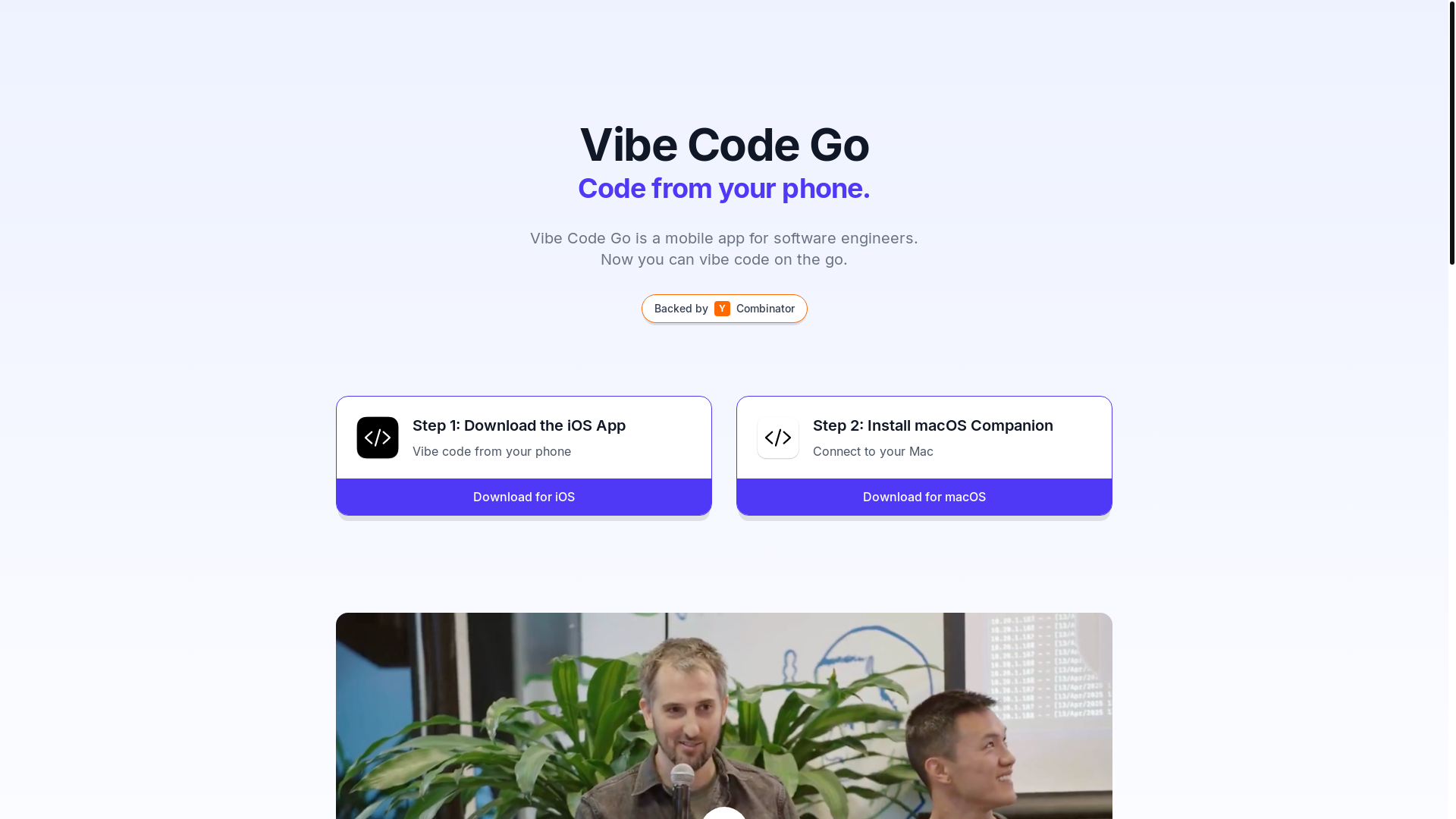 website screenshot of https://vibecodego.org/