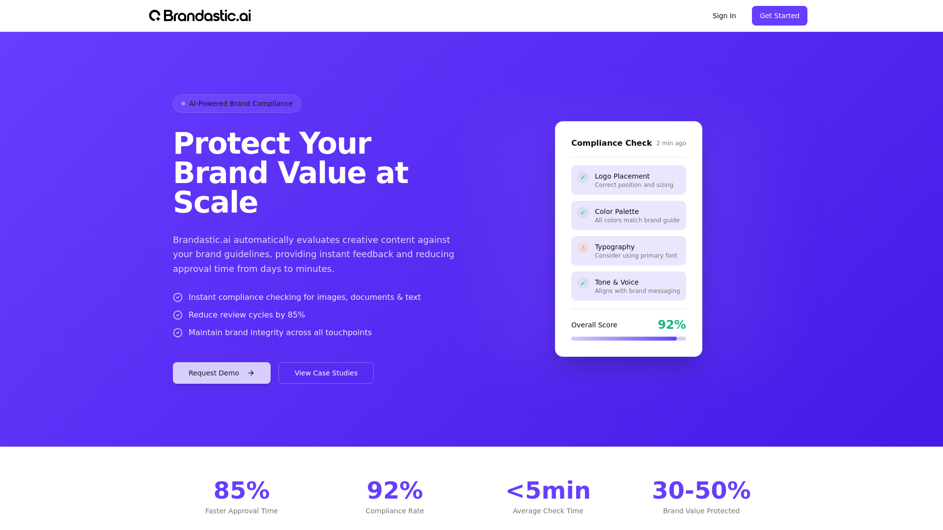 website screenshot of https://brandastic.ai/