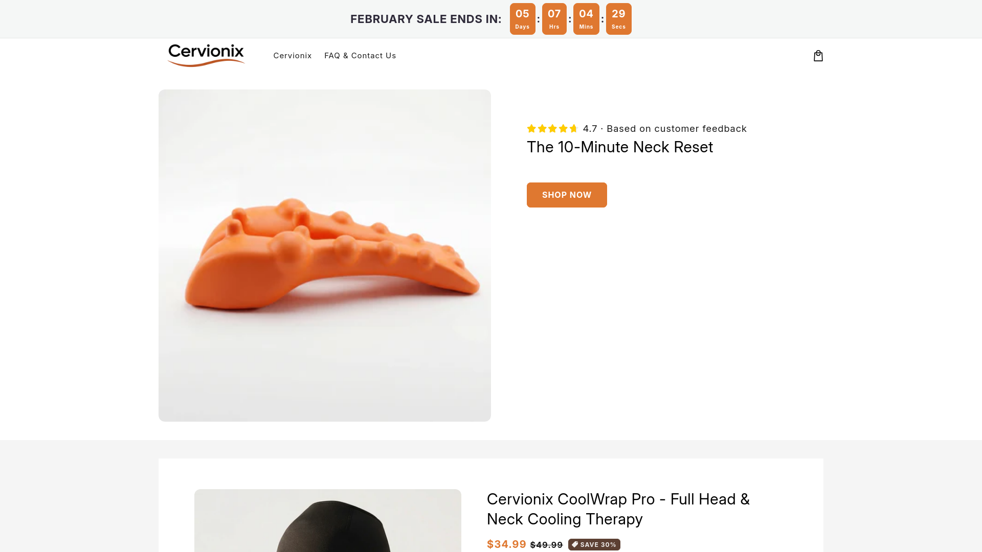 website screenshot of https://www.cervionix.com/