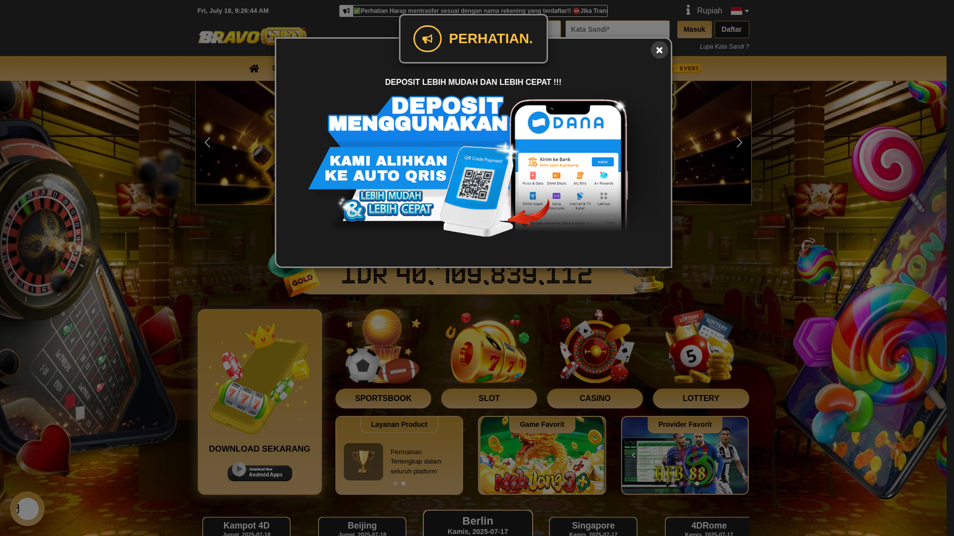 website screenshot of https://bravowar.vip/