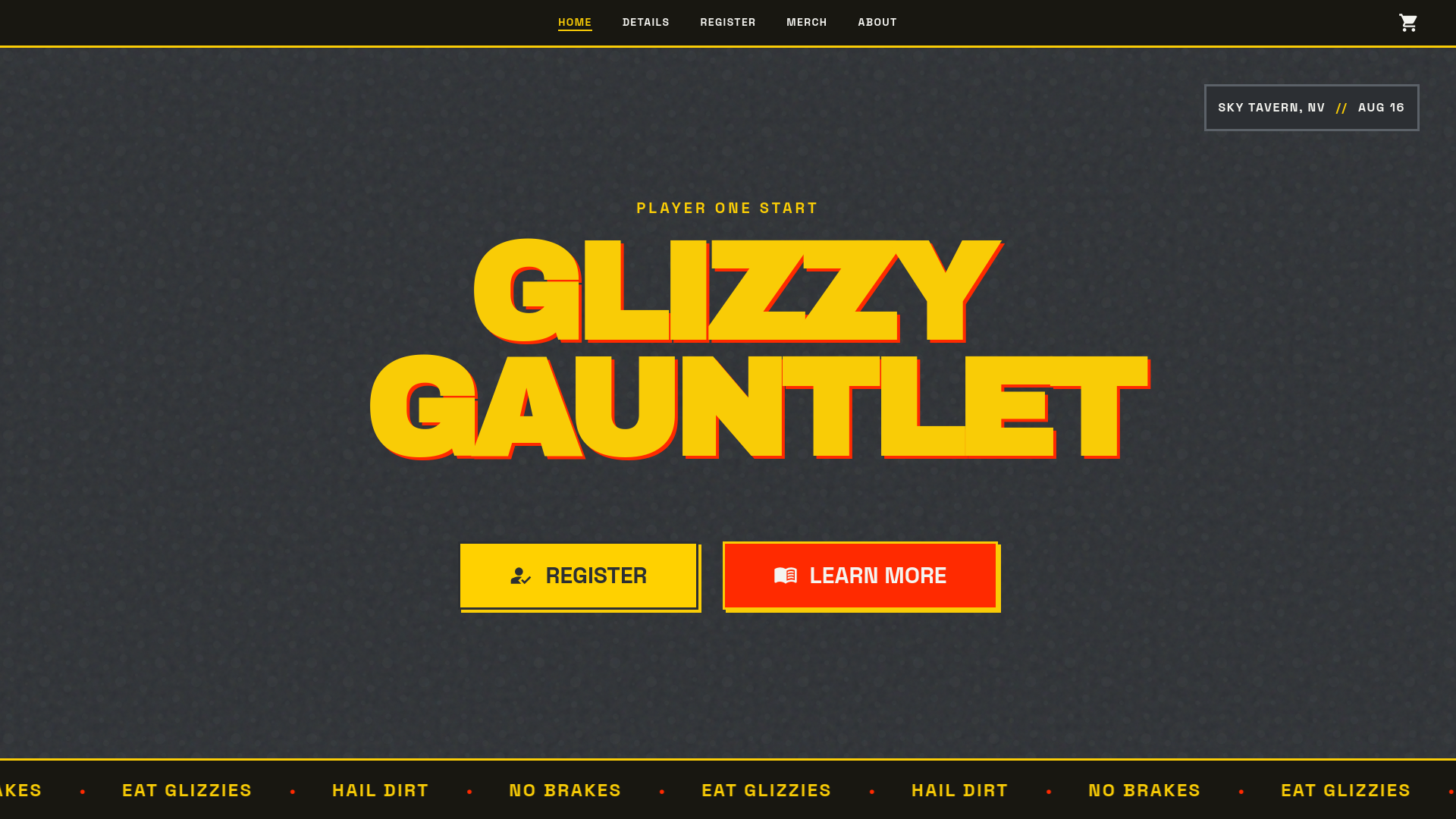 website screenshot of https://glizzygauntlet.com/