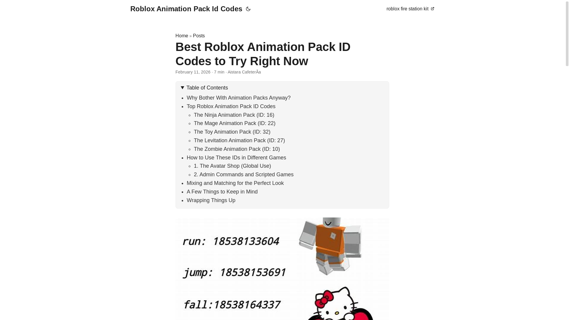website screenshot of https://roblox-animation-pack-id-codes.pages.dev/