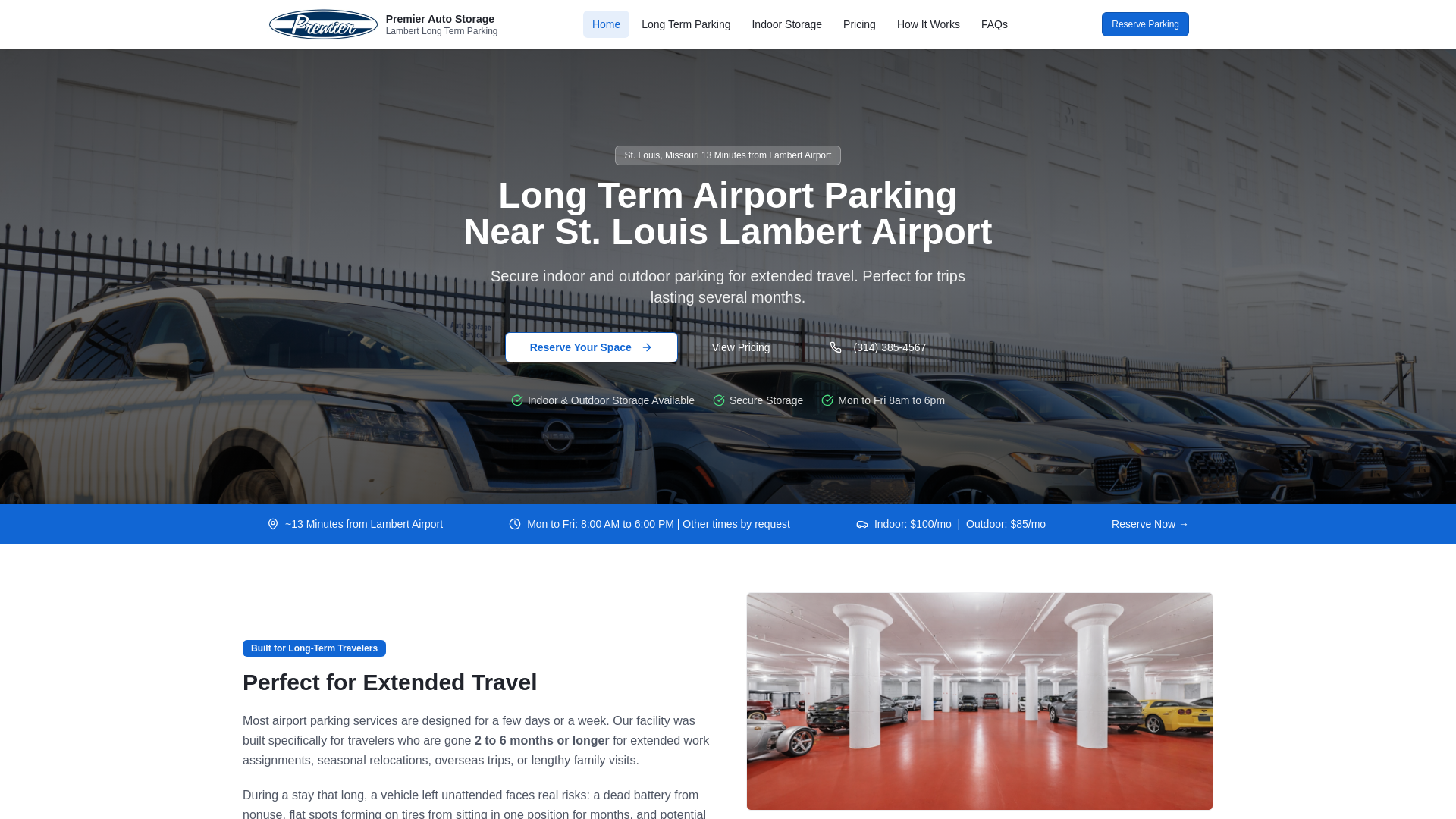 website screenshot of https://premierlongtermparking.com/