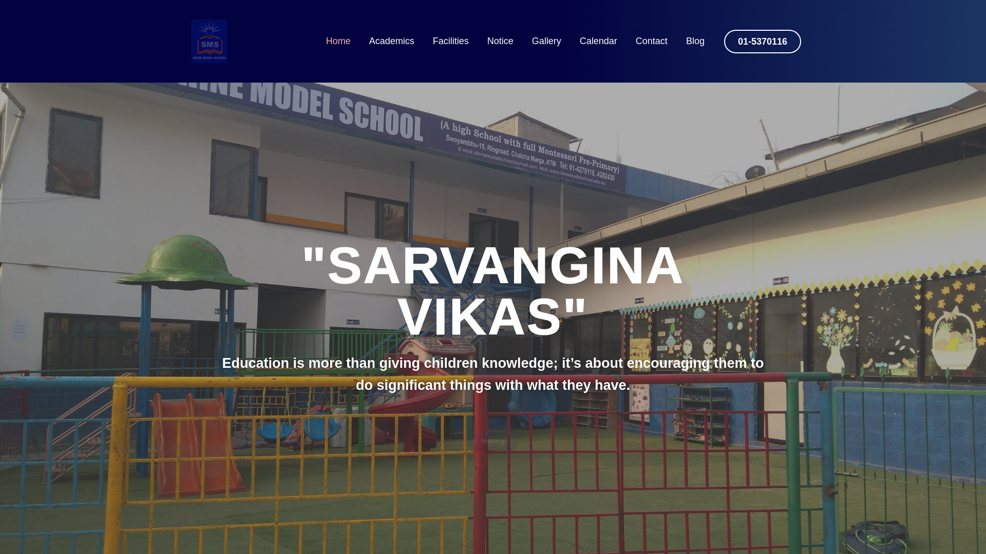 website screenshot of https://shinemodel.edu.np/