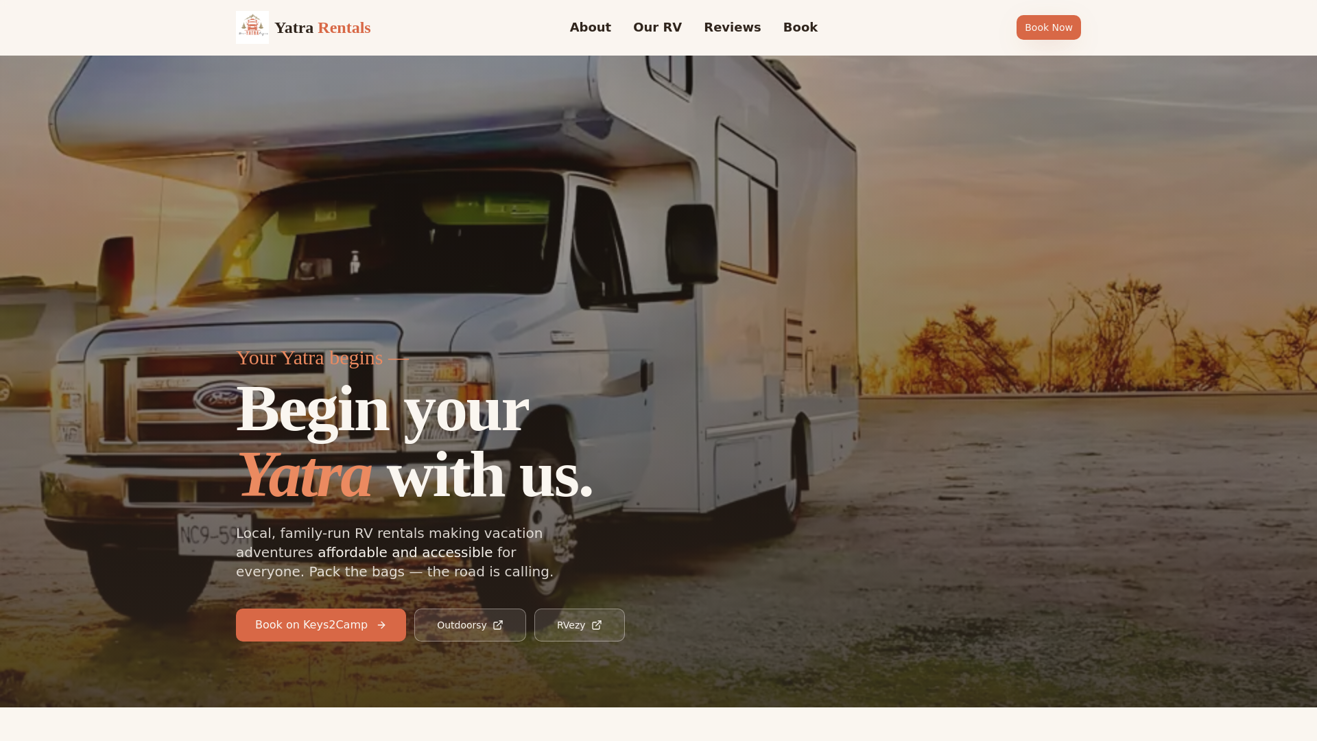 website screenshot of https://yatrarentals.com/