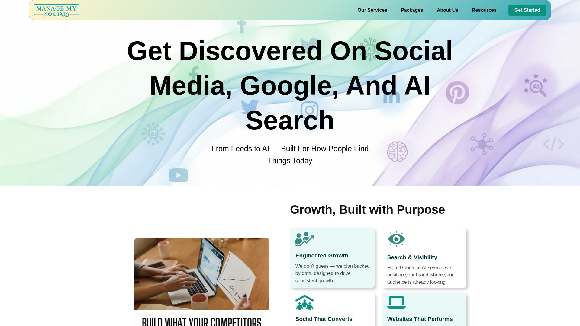 website screenshot of https://meetmanagemysocials.com