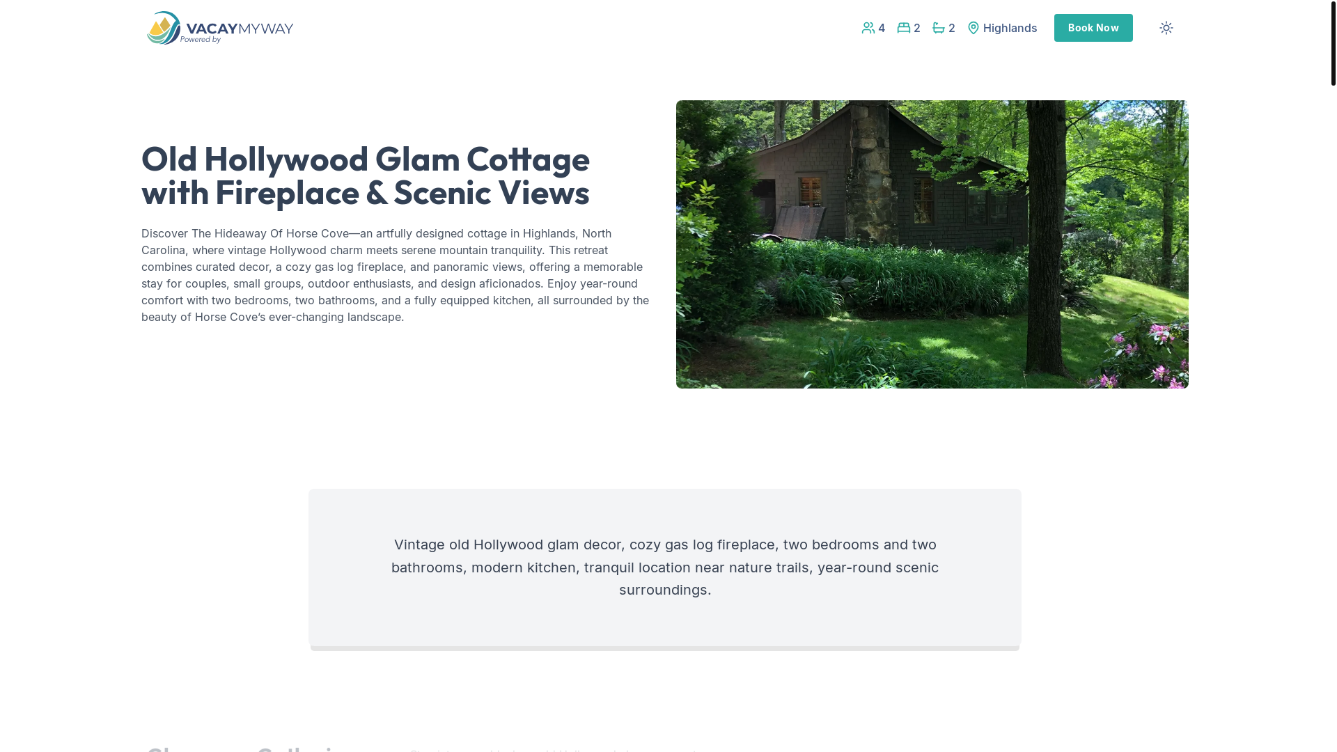 website screenshot of https://romancehill.vacations/