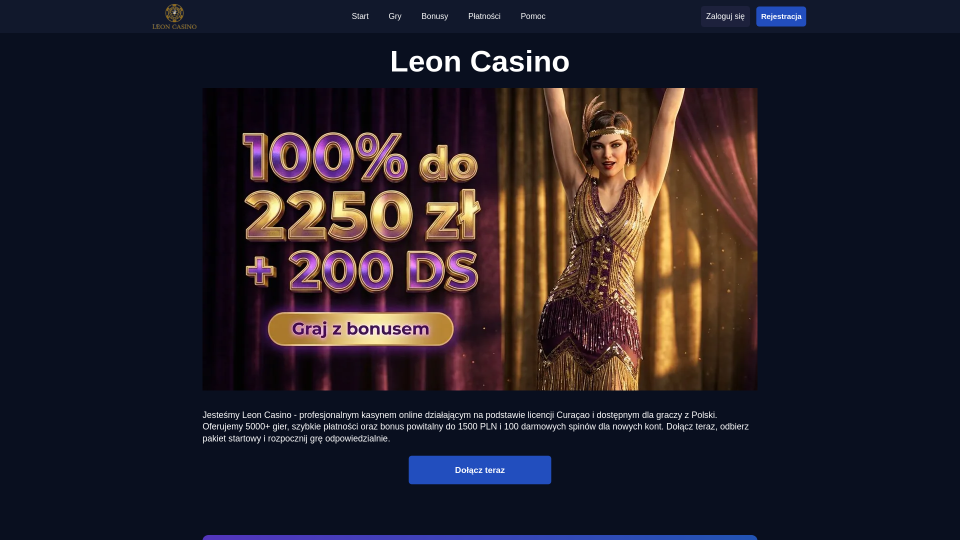 website screenshot of https://leon-casino-com-pl-67923.pages.dev/