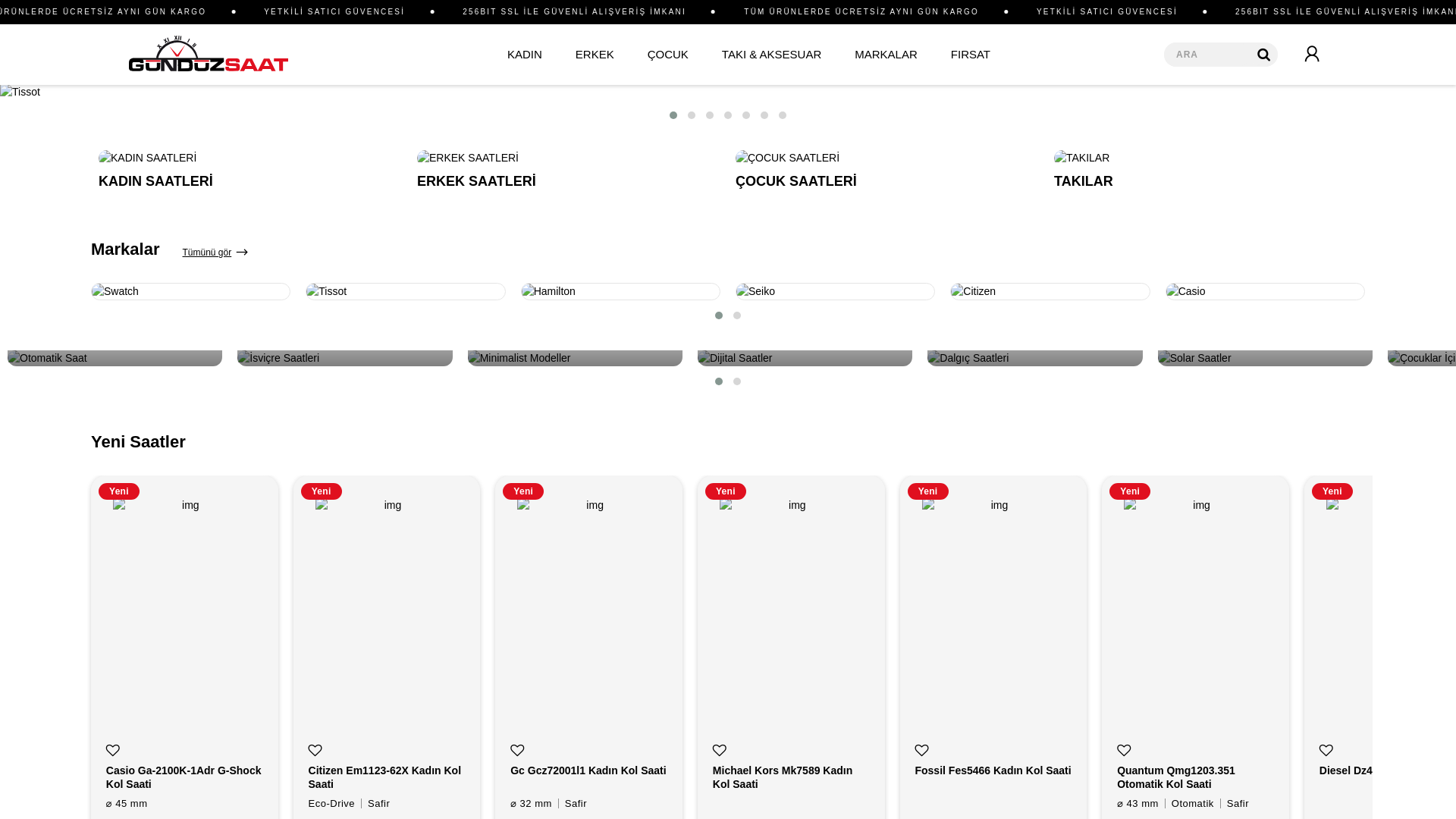 website screenshot of https://www.gunduzsaat.com.tr/