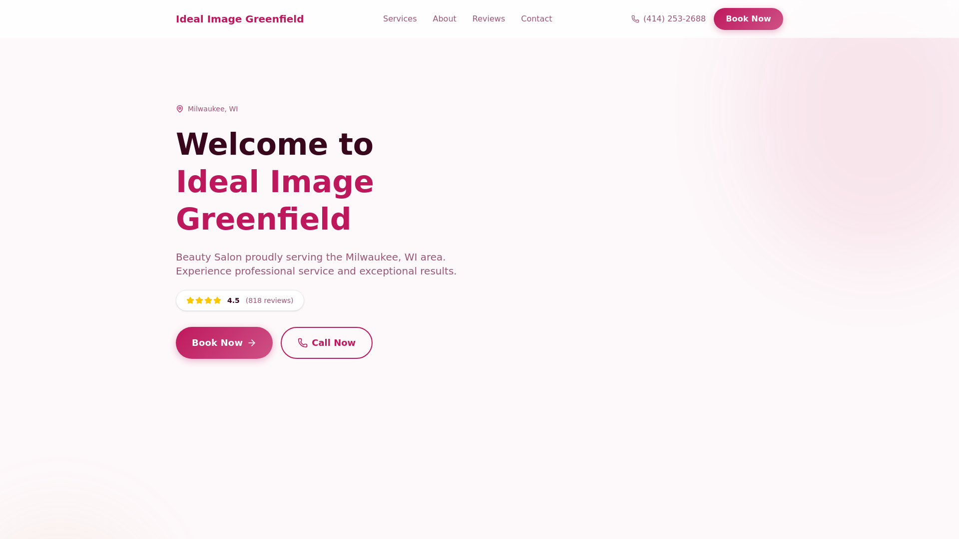 website screenshot of https://ideal-image-greenfield-wi-odev.pages.dev/